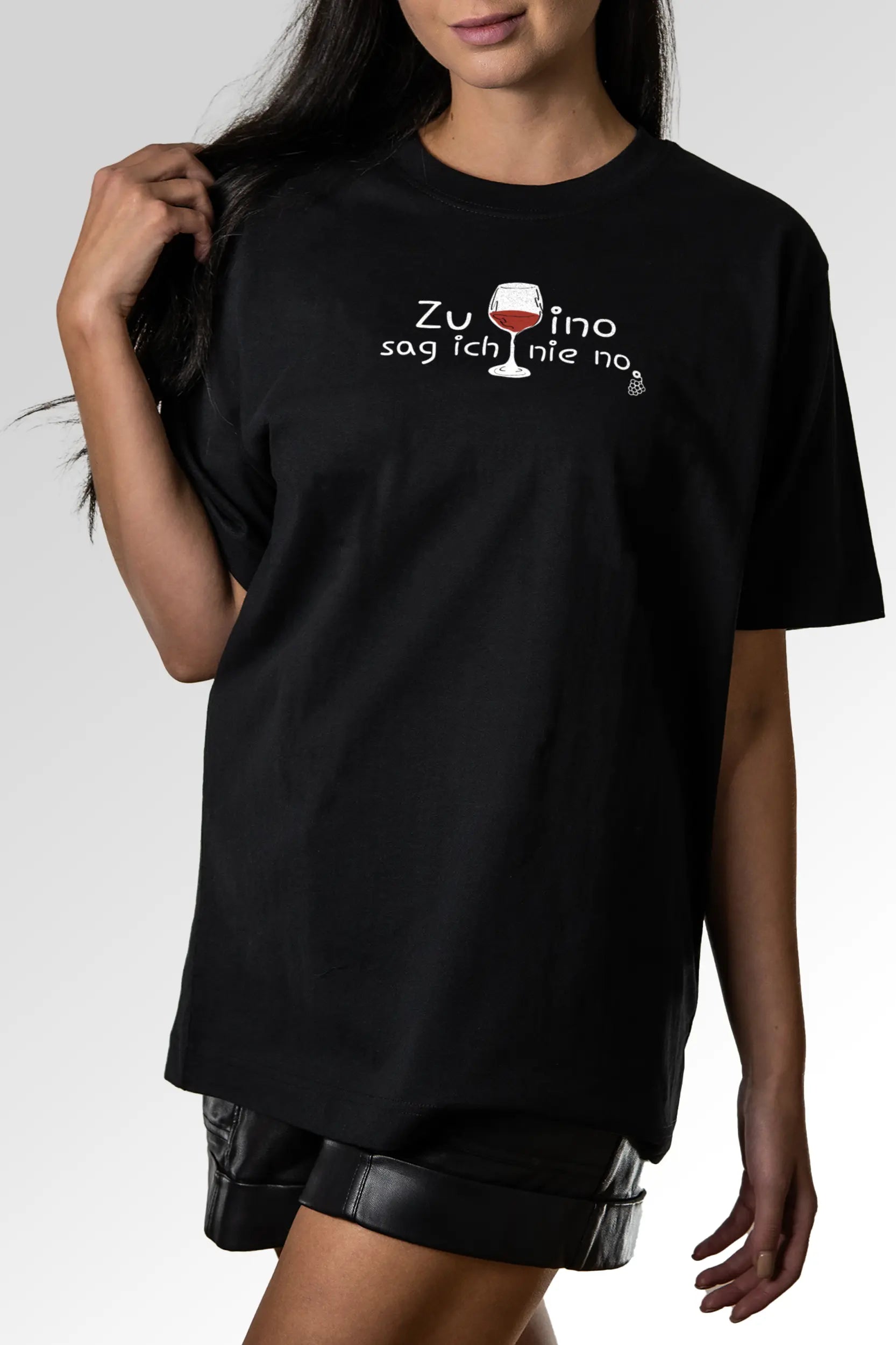 Vorschau des Organic Unisex T-Shirts von Maondo mit dem Design Vino nie no in der Farbe Black