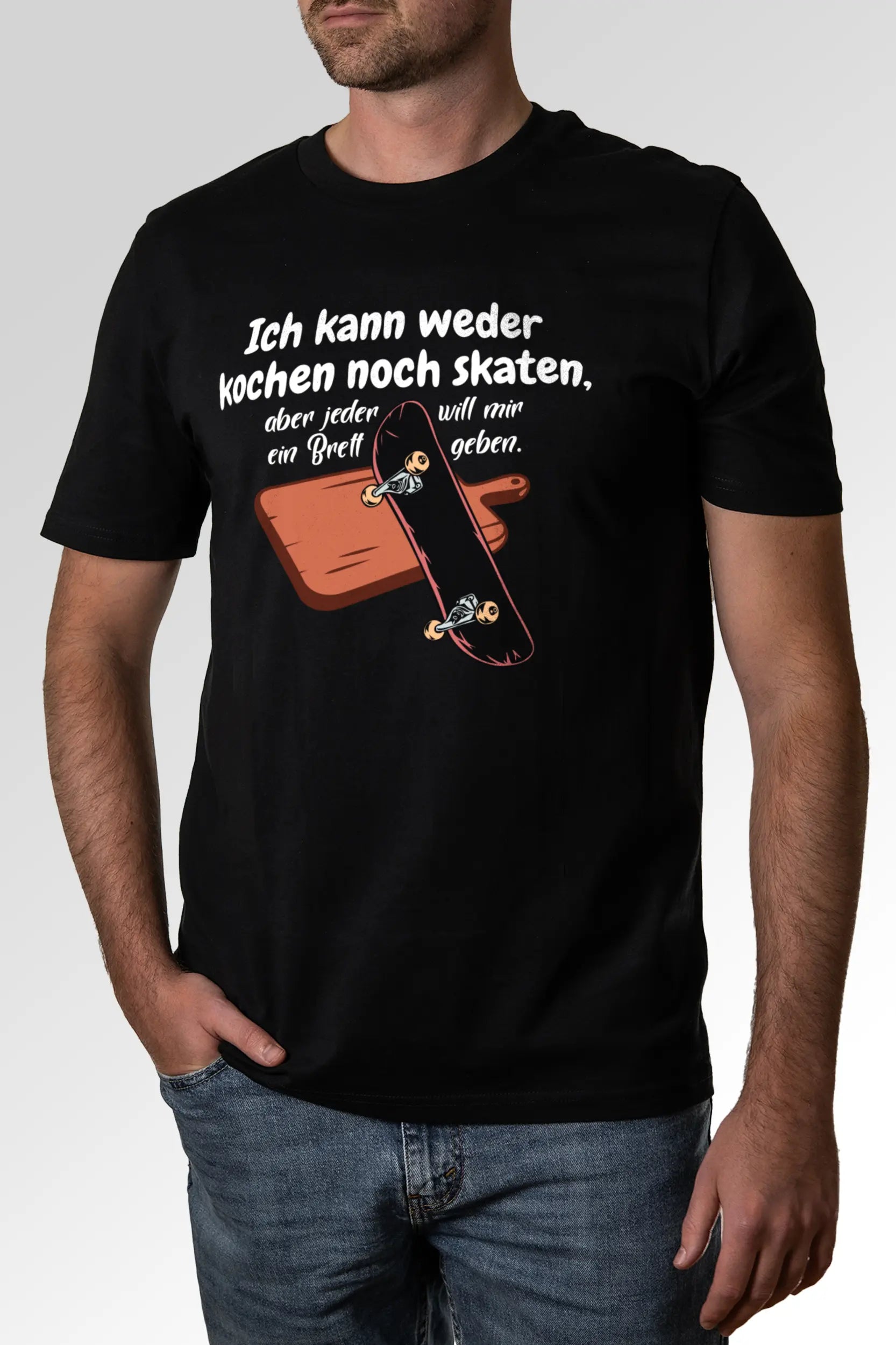 Vorschau des Organic Unisex T-Shirts von Maondo mit dem Design Ein Brett geben in der Farbe Black