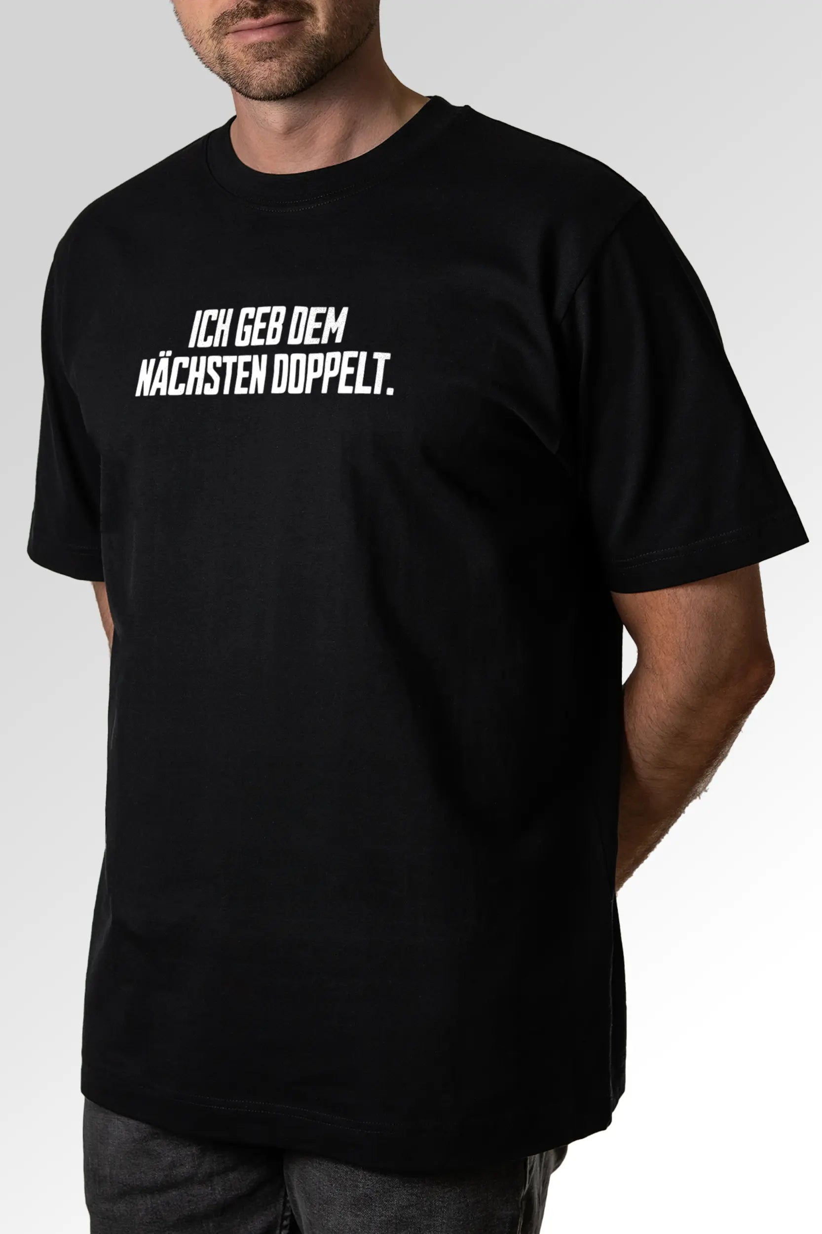 Vorschau des Organic Unisex T-Shirts von Maondo mit dem Design Dem nächsten doppelt in der Farbe Black