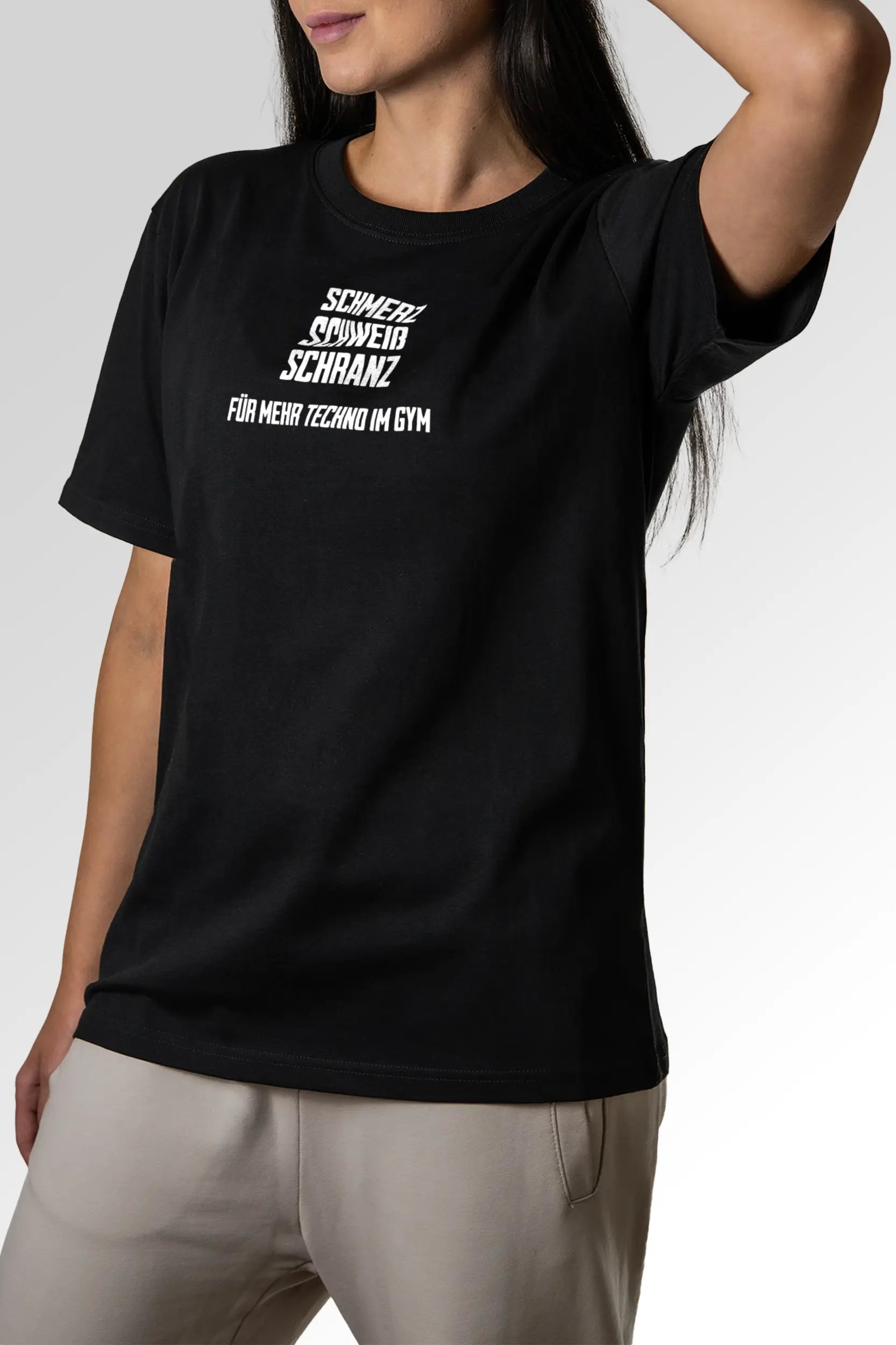 Vorschau des Organic Unisex T-Shirts von Maondo mit dem Design Techno im Gym in der Farbe Black