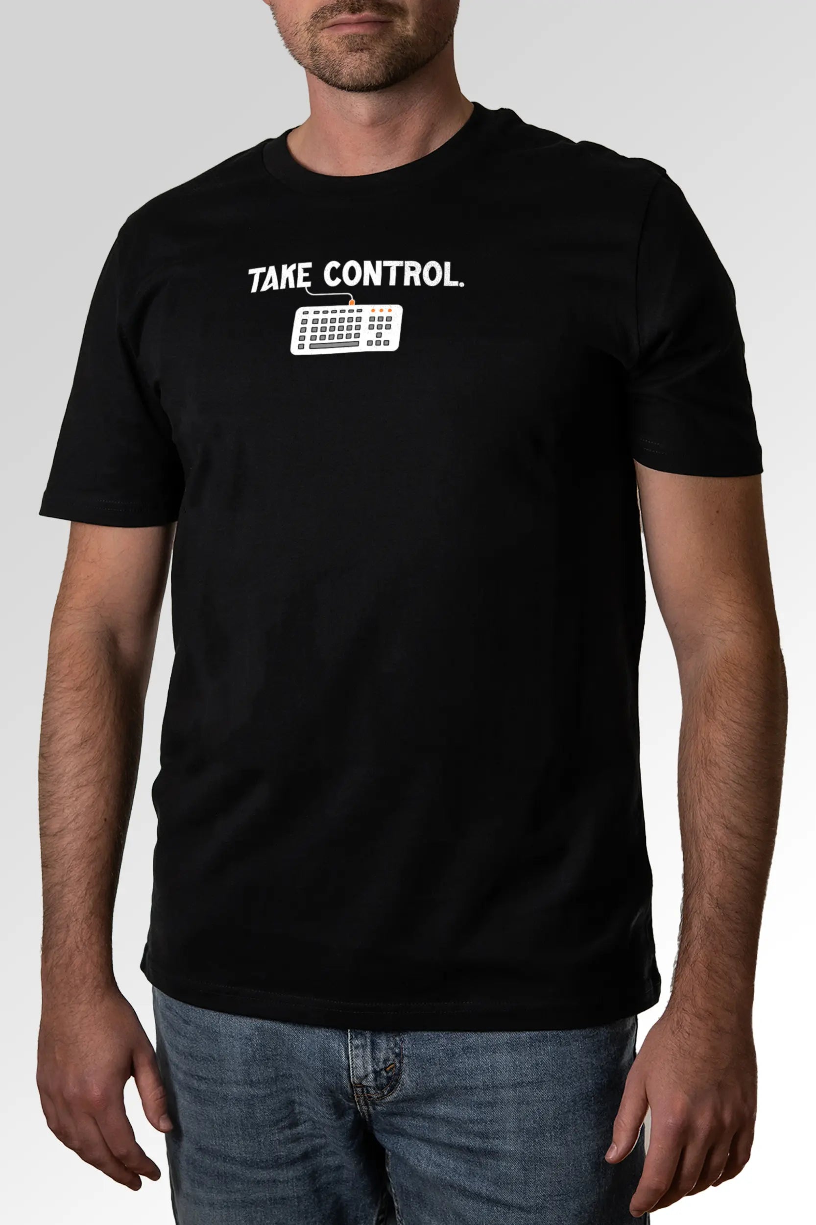 Vorschau des Organic Unisex T-Shirts von Maondo mit dem Design Take Control in der Farbe Black