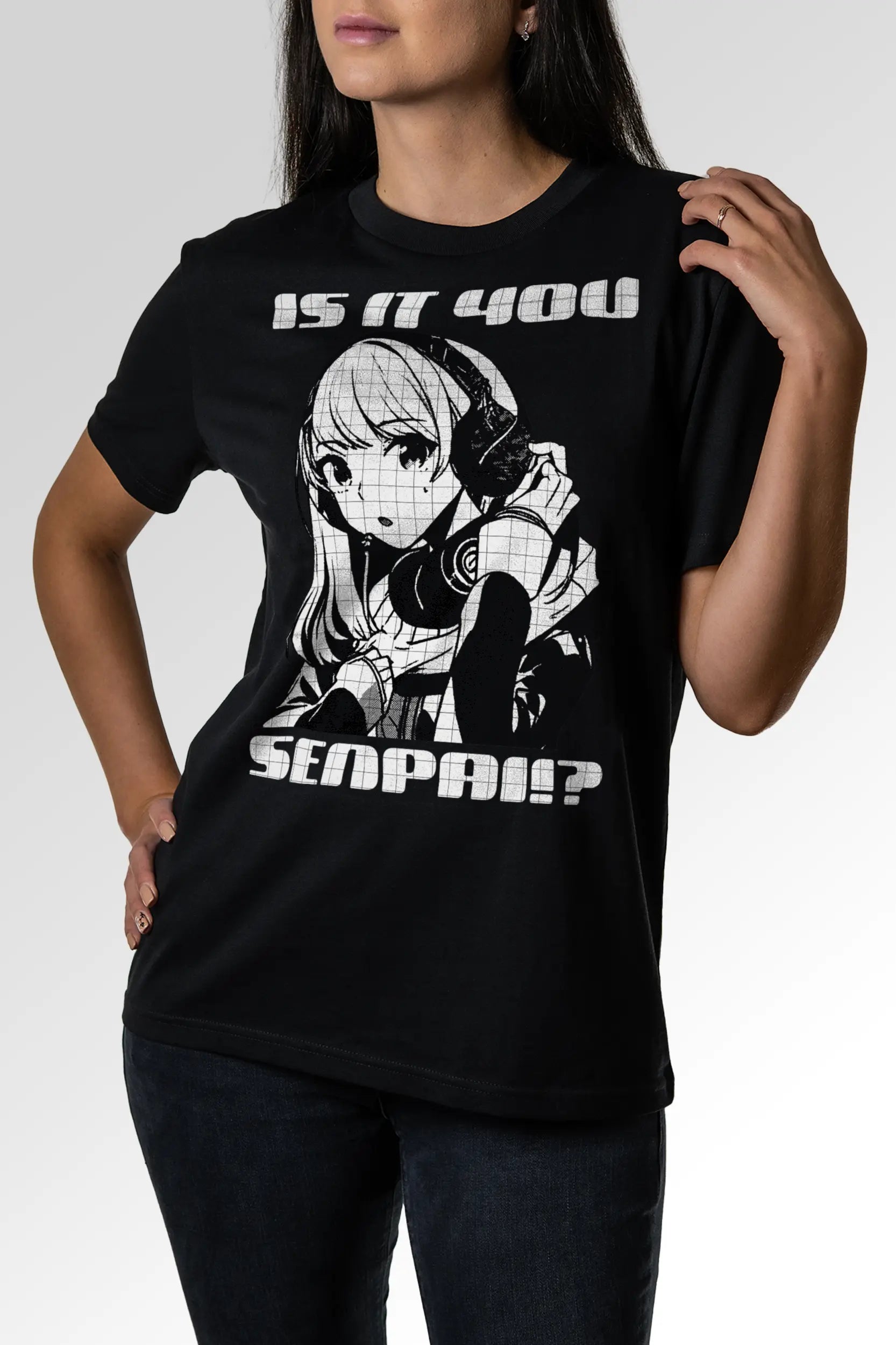 Vorschau des Organic Unisex T-Shirts von Maondo mit dem Design Senpai it is in der Farbe Black