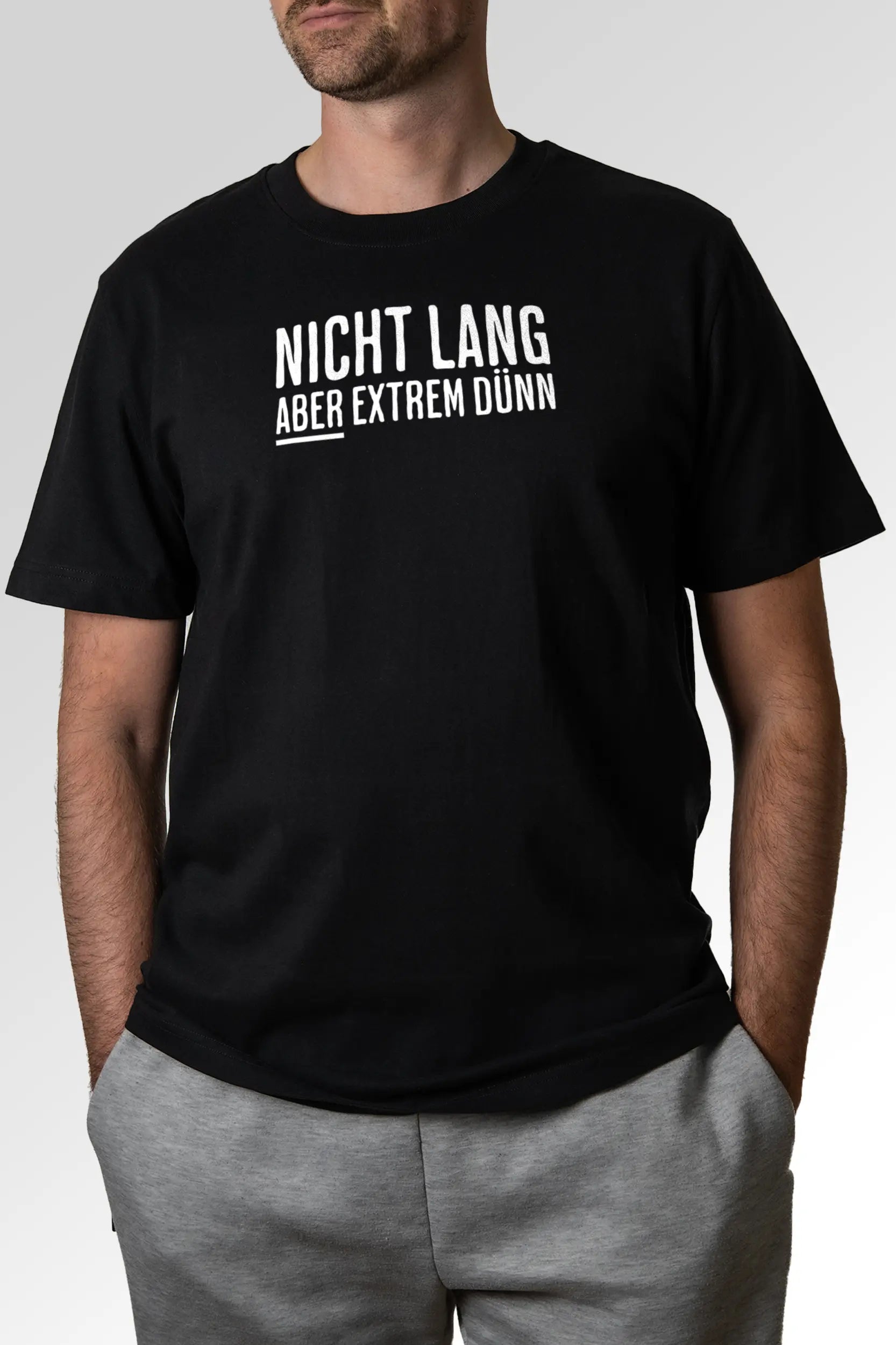 Vorschau des Organic Unisex T-Shirts von Maondo mit dem Design Zu kurz geraten in der Farbe Black