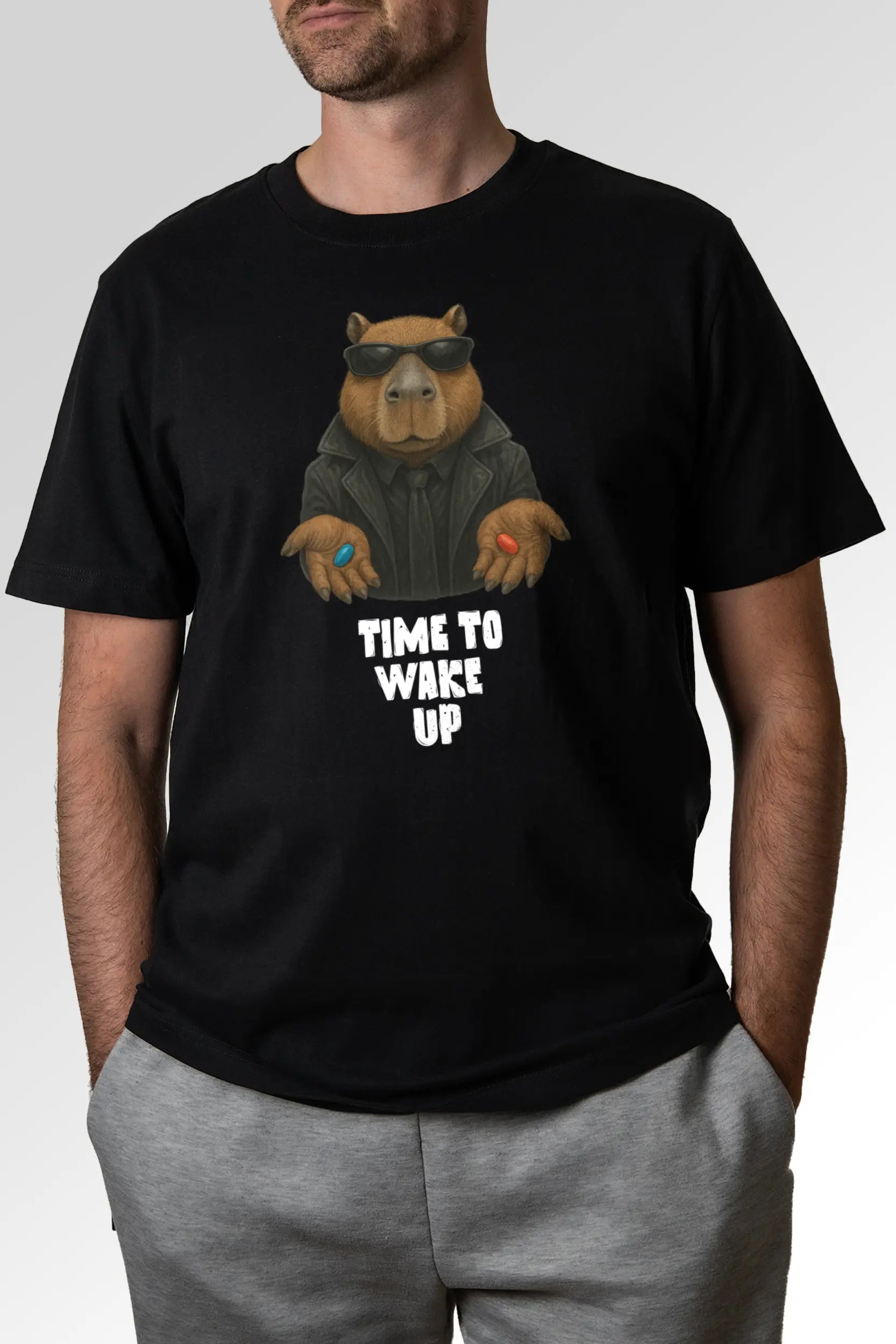 Vorschau des Organic Unisex T-Shirts von Maondo mit dem Design Wake up in der Farbe Black