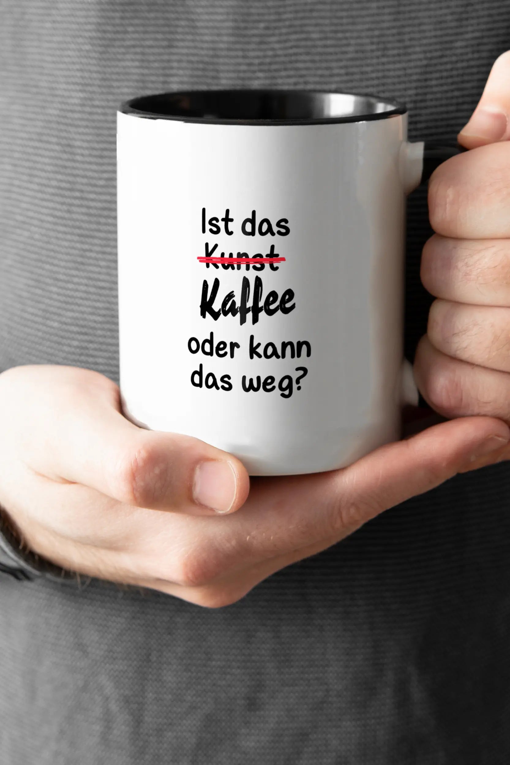 Titelbild der Keramik Tasse von Maondo mit dem Design Kaffeekunst in der Farbe Schwarz-Weiß