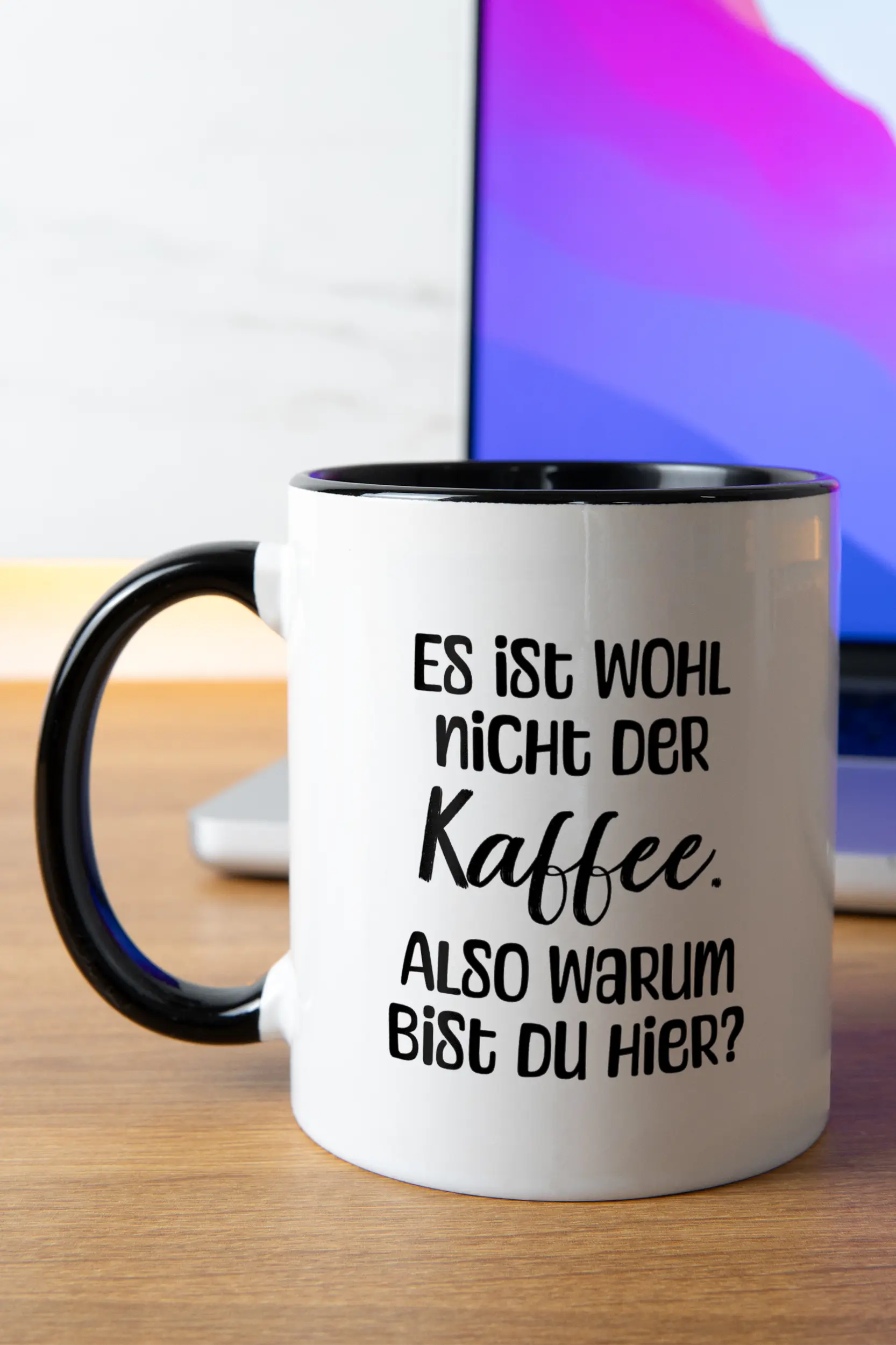 Titelbild der Keramik Tasse von Maondo mit dem Design Kaffeeklatsch in der Farbe Schwarz-Weiß