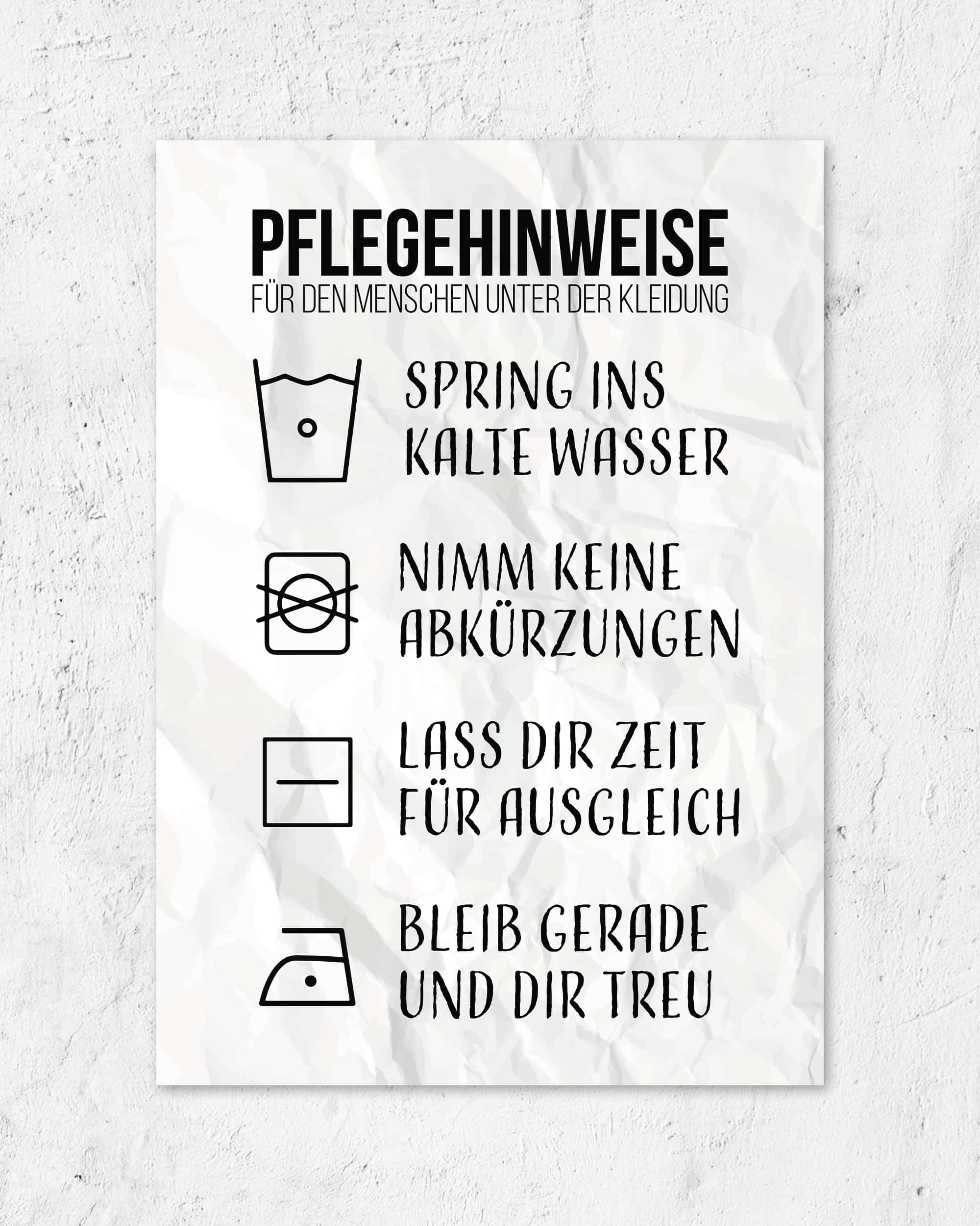 Pflegehinweise | 3-Type Poster