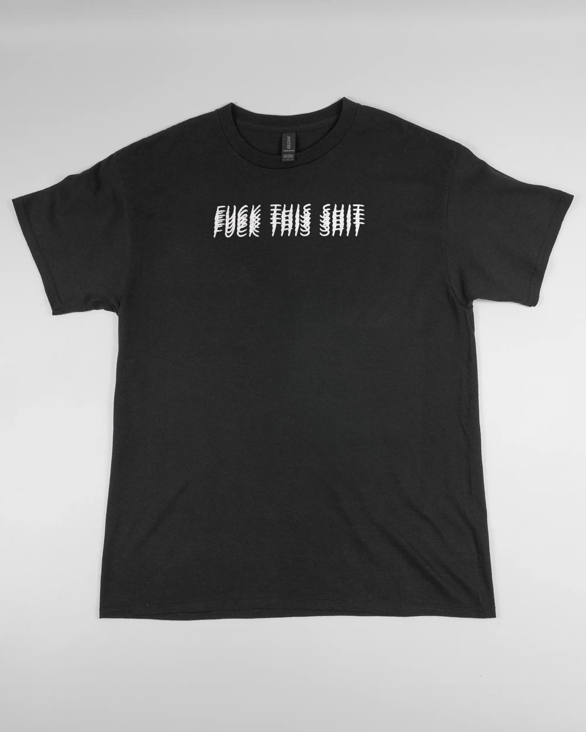 Vorderseite des Basic Unisex T-Shirt Regular von Maondo mit dem Design Hidden Message in der Farbe Black und in der Größe L flach auf den Boden gelegt