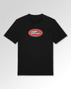 Packshot der Druckseite des Organic Unisex T-Shirts von Maondo im Casual Fit mit dem Design Saftspender in der Farbe Black