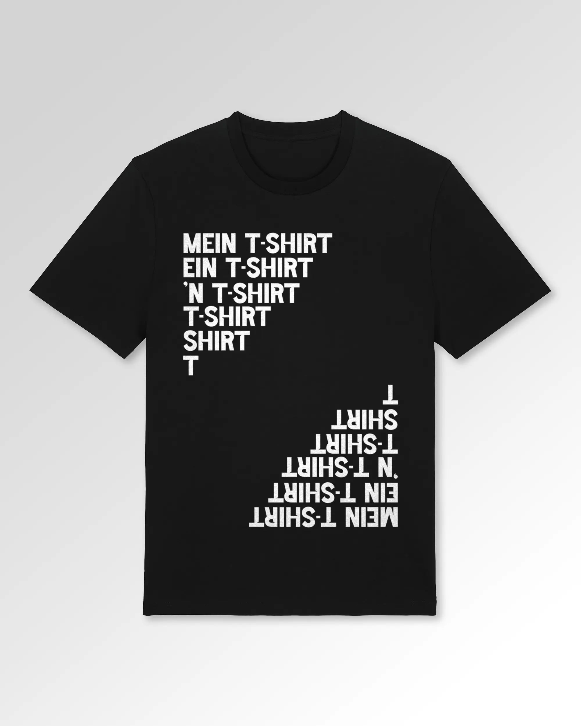Packshot der Druckseite des Organic Unisex T-Shirts von Maondo im Casual Fit mit dem Design Basically ein T-Shirt in der Farbe Black