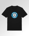 Packshot der Druckseite des Organic Unisex T-Shirts von Maondo im Casual Fit mit dem Design Blaumachen in der Farbe Black
