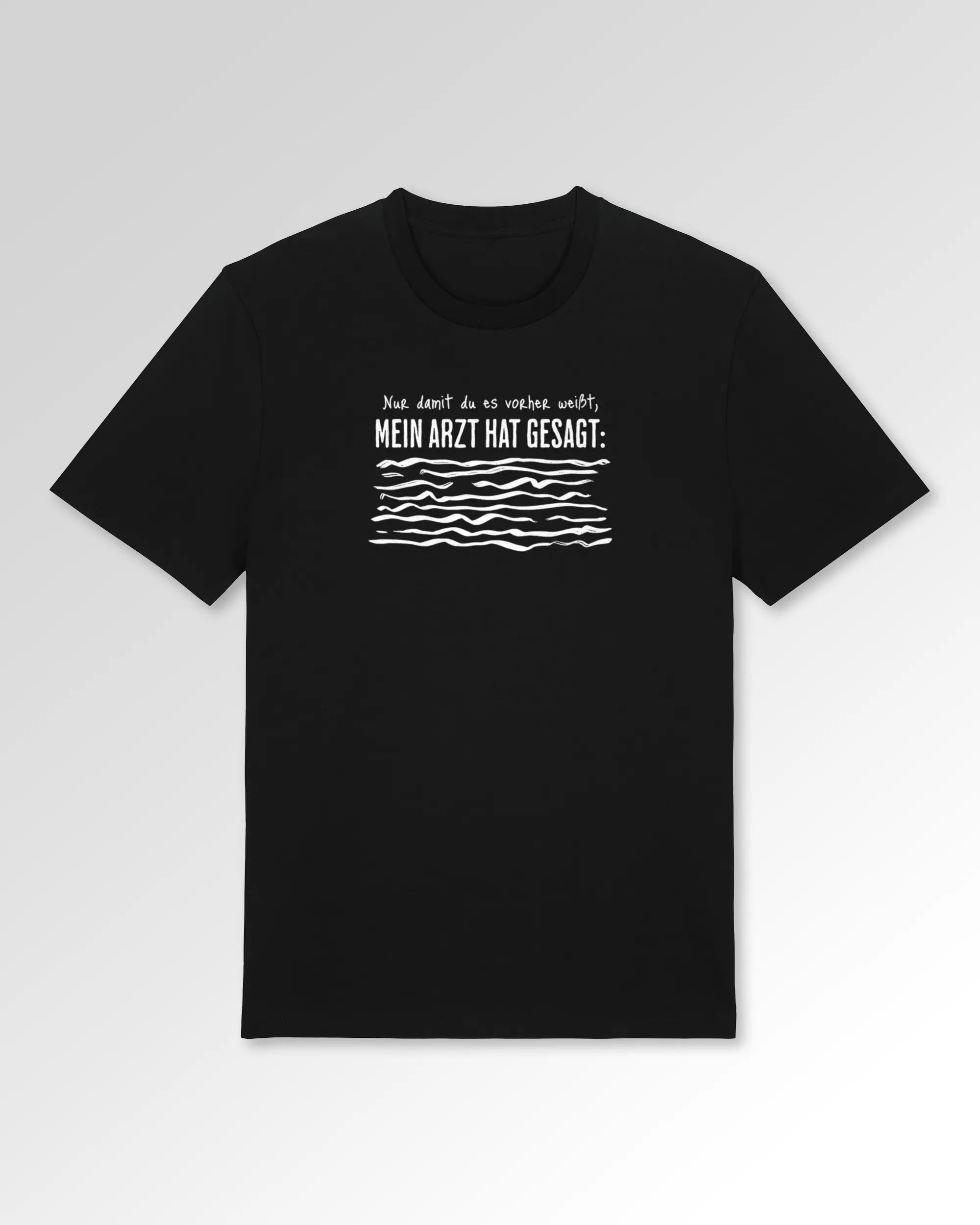 Packshot der Druckseite des Organic Unisex T-Shirts von Maondo im Casual Fit mit dem Design Anamnese in der Farbe Black