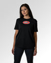 Sekundärer Modelshot der Druckseite des Organic Unisex T-Shirts von Maondo im Casual Fit mit dem Design Saftspender in der Farbe Black