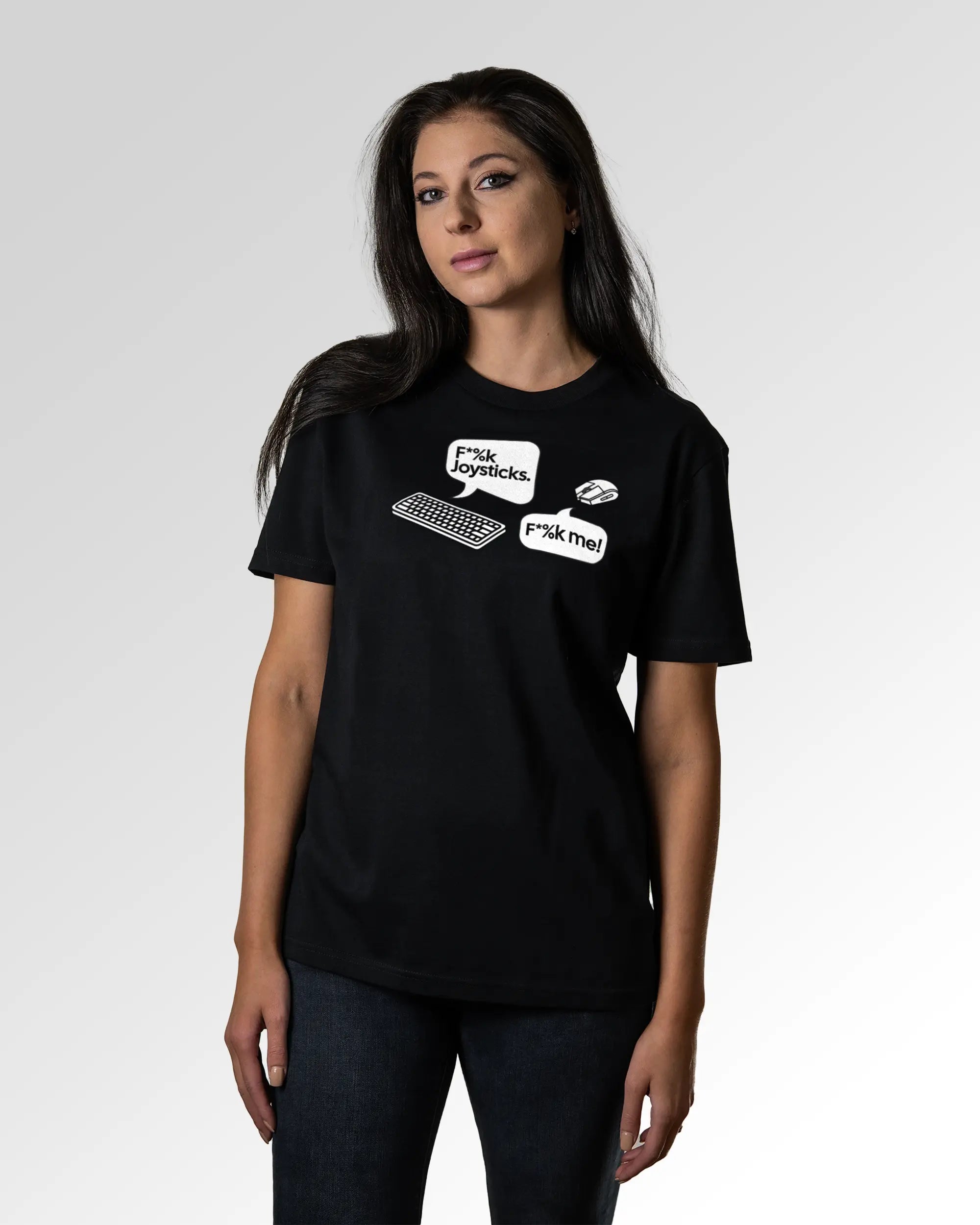 Sekundärer Modelshot der Druckseite des Organic Unisex T-Shirts von Maondo im Casual Fit mit dem Design Keystrokes in der Farbe Black