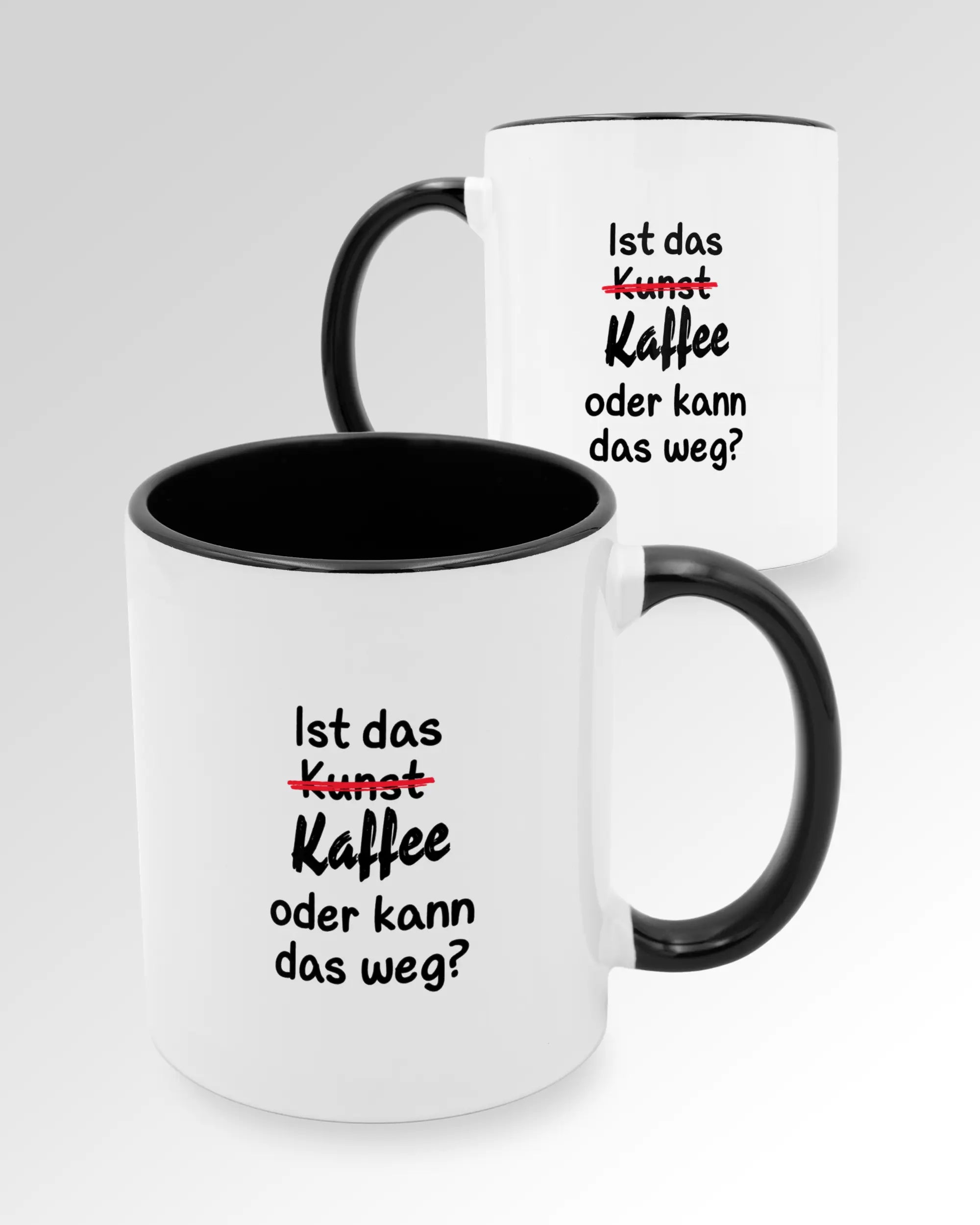 Variantenbild der beidseitig bedruckten Keramik Tasse von Maondo mit dem Design Kaffeekunst in der Farbe Schwarz-Weiß