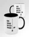 Variantenbild der beidseitig bedruckten Keramik Tasse von Maondo mit dem Design Abhängen in der Farbe Schwarz-Weiß