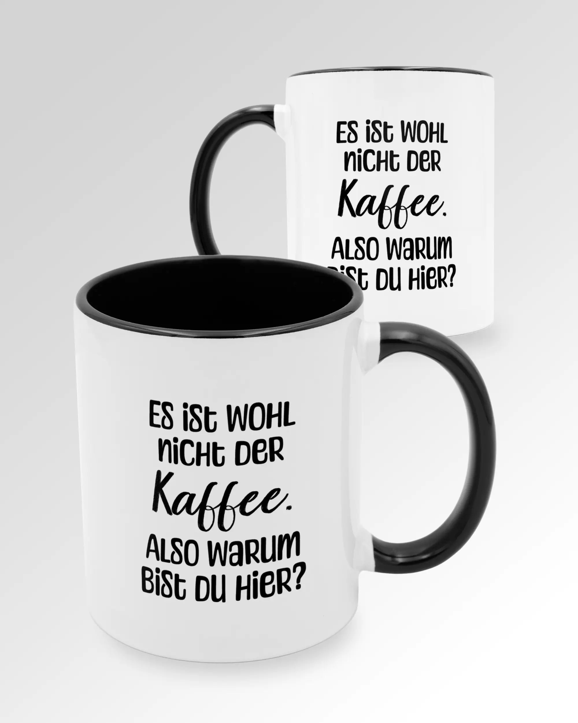 Variantenbild der beidseitig bedruckten Keramik Tasse von Maondo mit dem Design Kaffeeklatsch in der Farbe Schwarz-Weiß