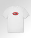 Packshot der Druckseite des Organic Unisex T-Shirts von Maondo im Casual Fit mit dem Design Saftspender in der Farbe White