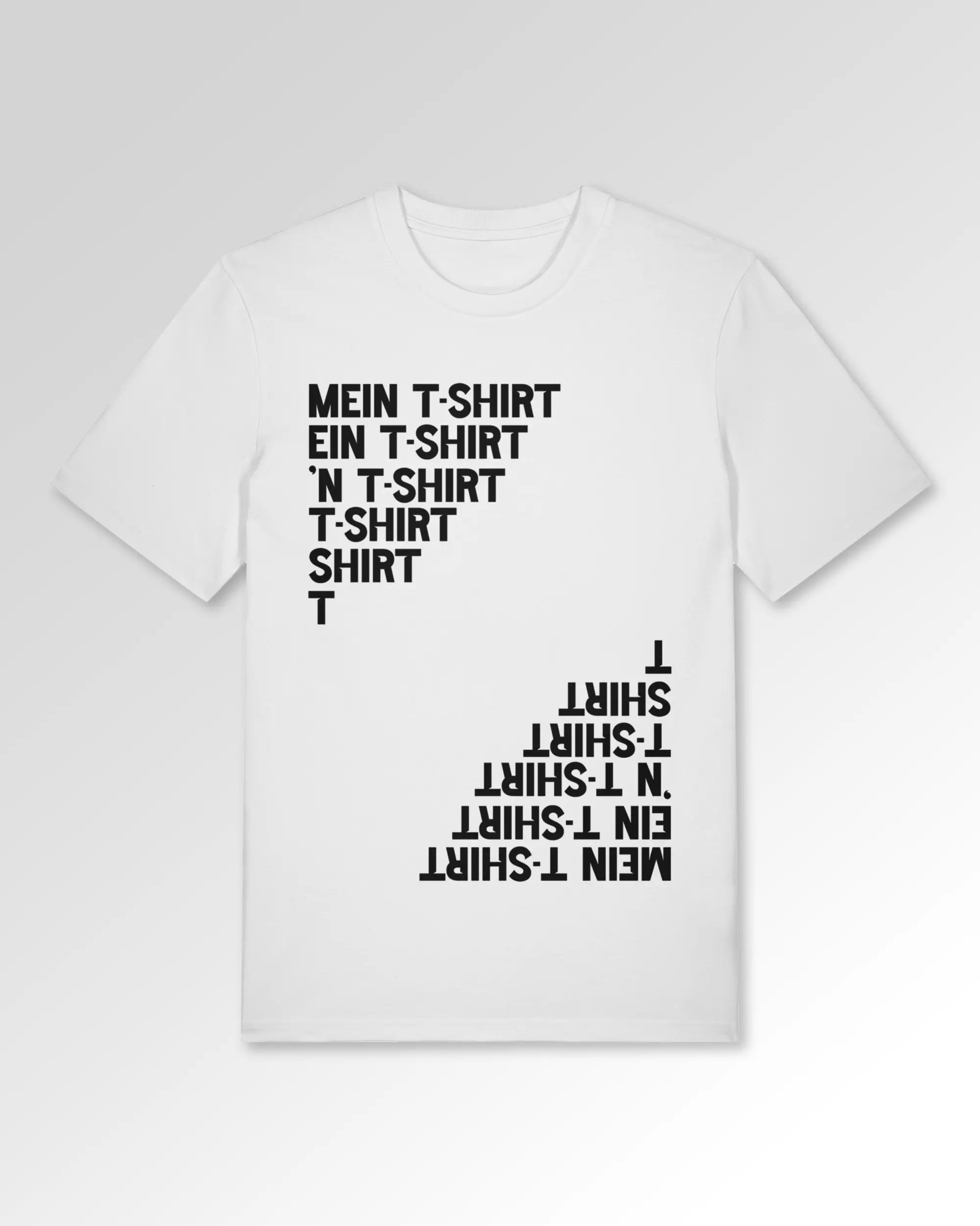 Packshot der Druckseite des Organic Unisex T-Shirts von Maondo im Casual Fit mit dem Design Basically ein T-Shirt in der Farbe White
