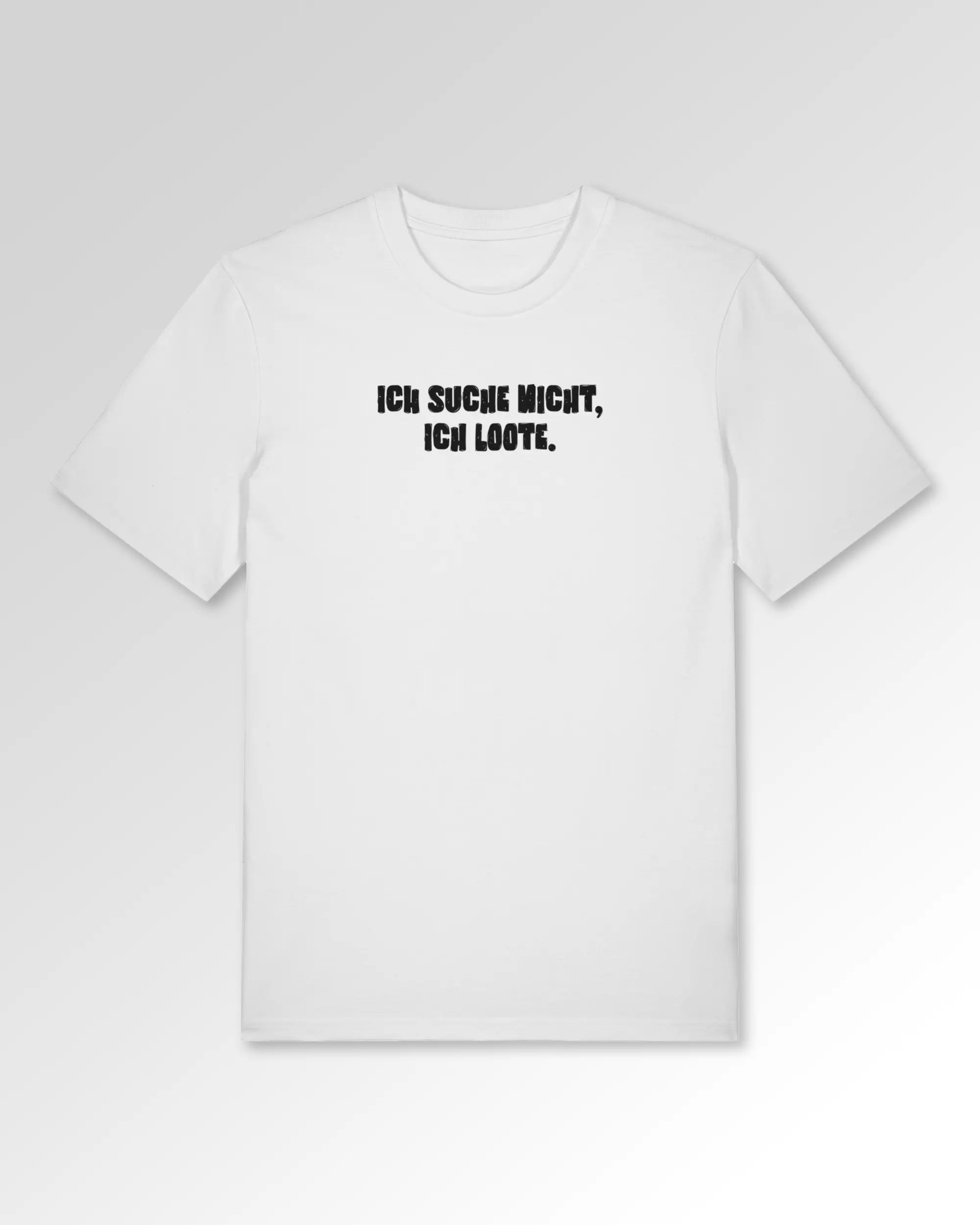 Packshot der Druckseite des Organic Unisex T-Shirts von Maondo im Casual Fit mit dem Design Ich suche nicht in der Farbe White