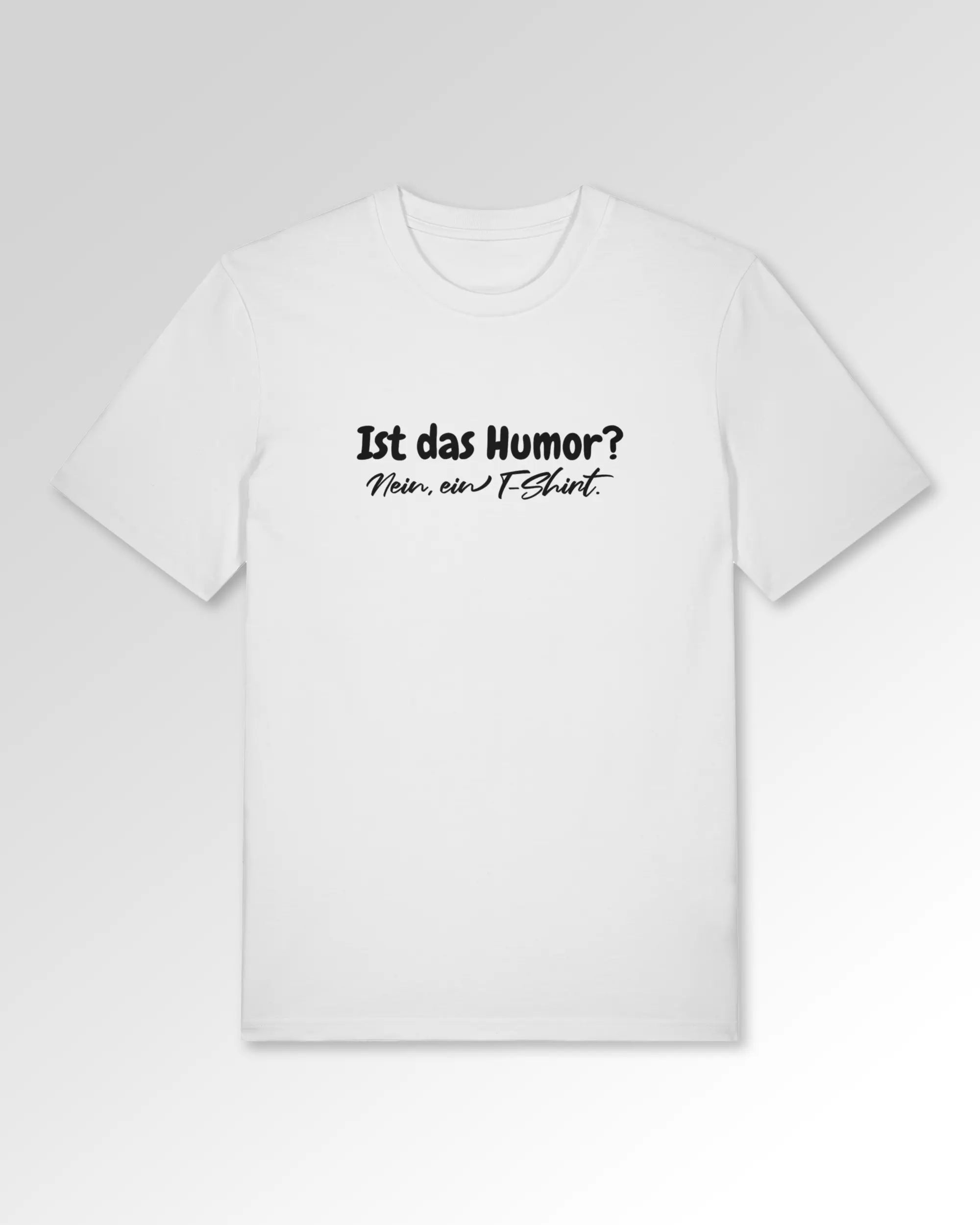 Packshot der Druckseite des Organic Unisex T-Shirts von Maondo im Casual Fit mit dem Design T-Shirt mit Humor in der Farbe White