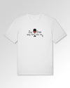 Packshot der Druckseite des Organic Unisex T-Shirts von Maondo im Casual Fit mit dem Design Vino nie no in der Farbe White