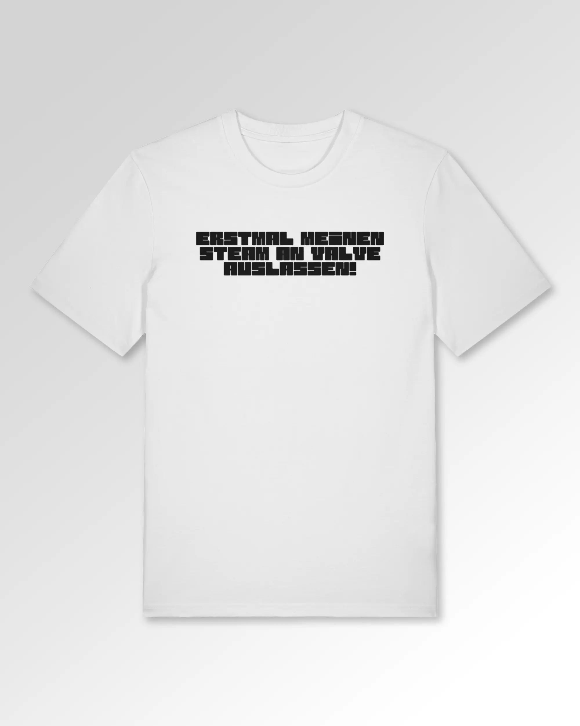 Packshot der Druckseite des Organic Unisex T-Shirts von Maondo im Casual Fit mit dem Design Lass es raus in der Farbe White