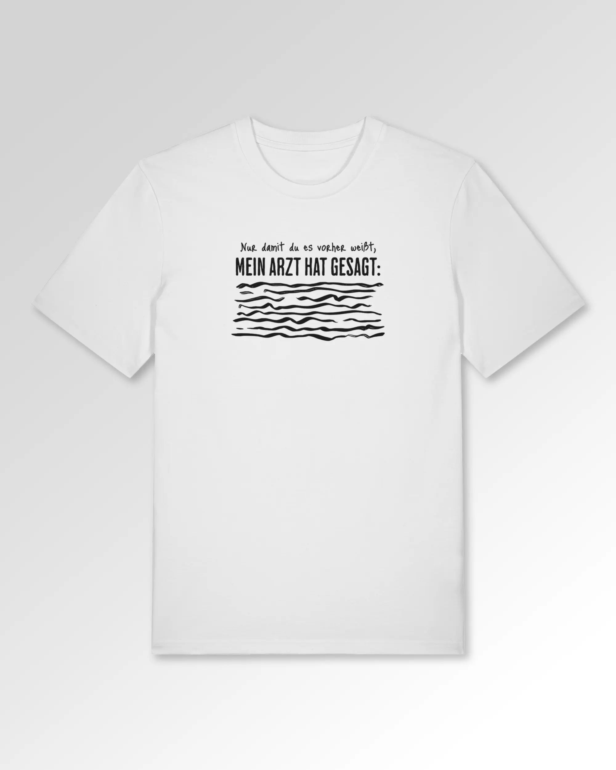 Packshot der Druckseite des Organic Unisex T-Shirts von Maondo im Casual Fit mit dem Design Anamnese in der Farbe White