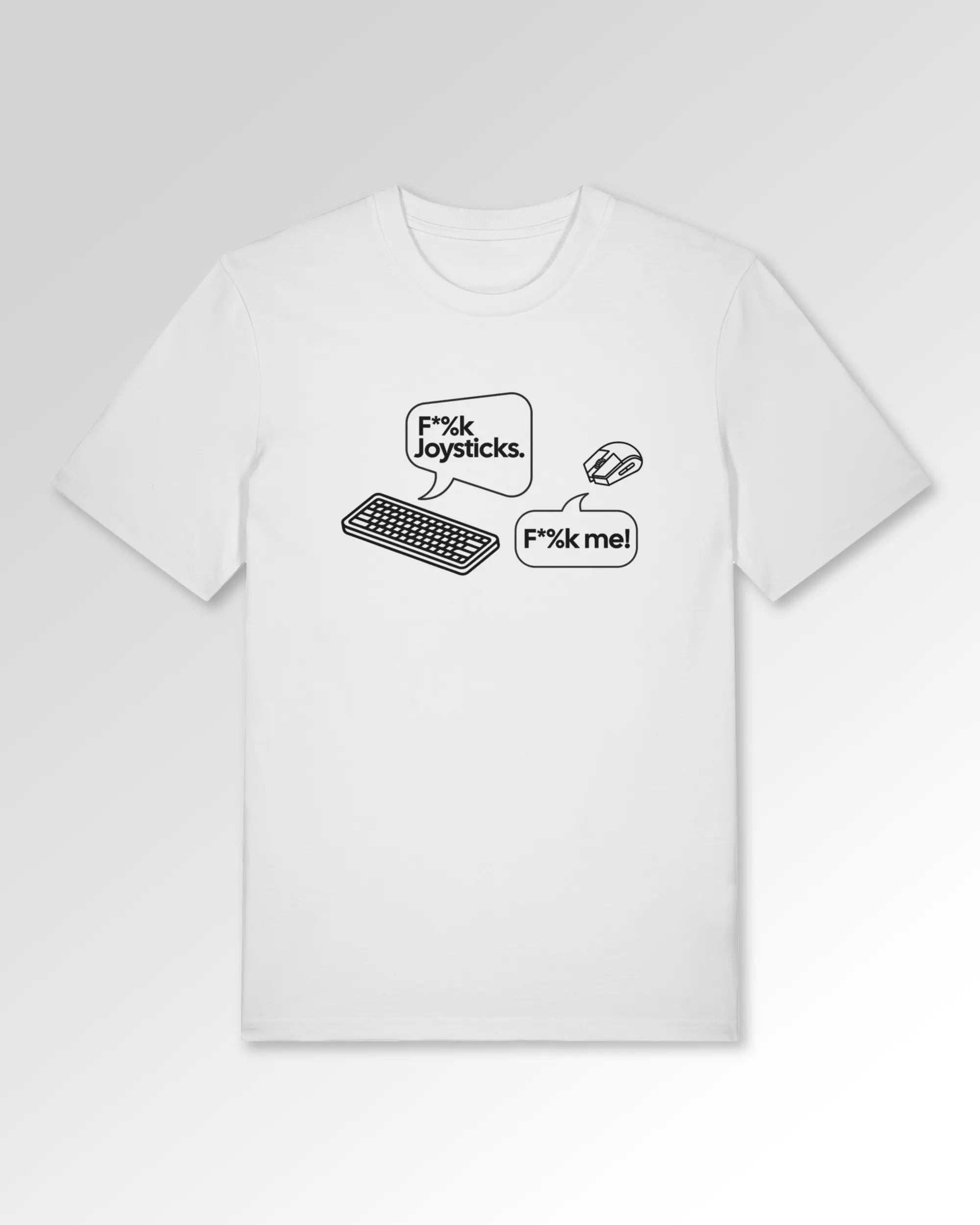 Packshot der Druckseite des Organic Unisex T-Shirts von Maondo im Casual Fit mit dem Design Keystrokes in der Farbe White