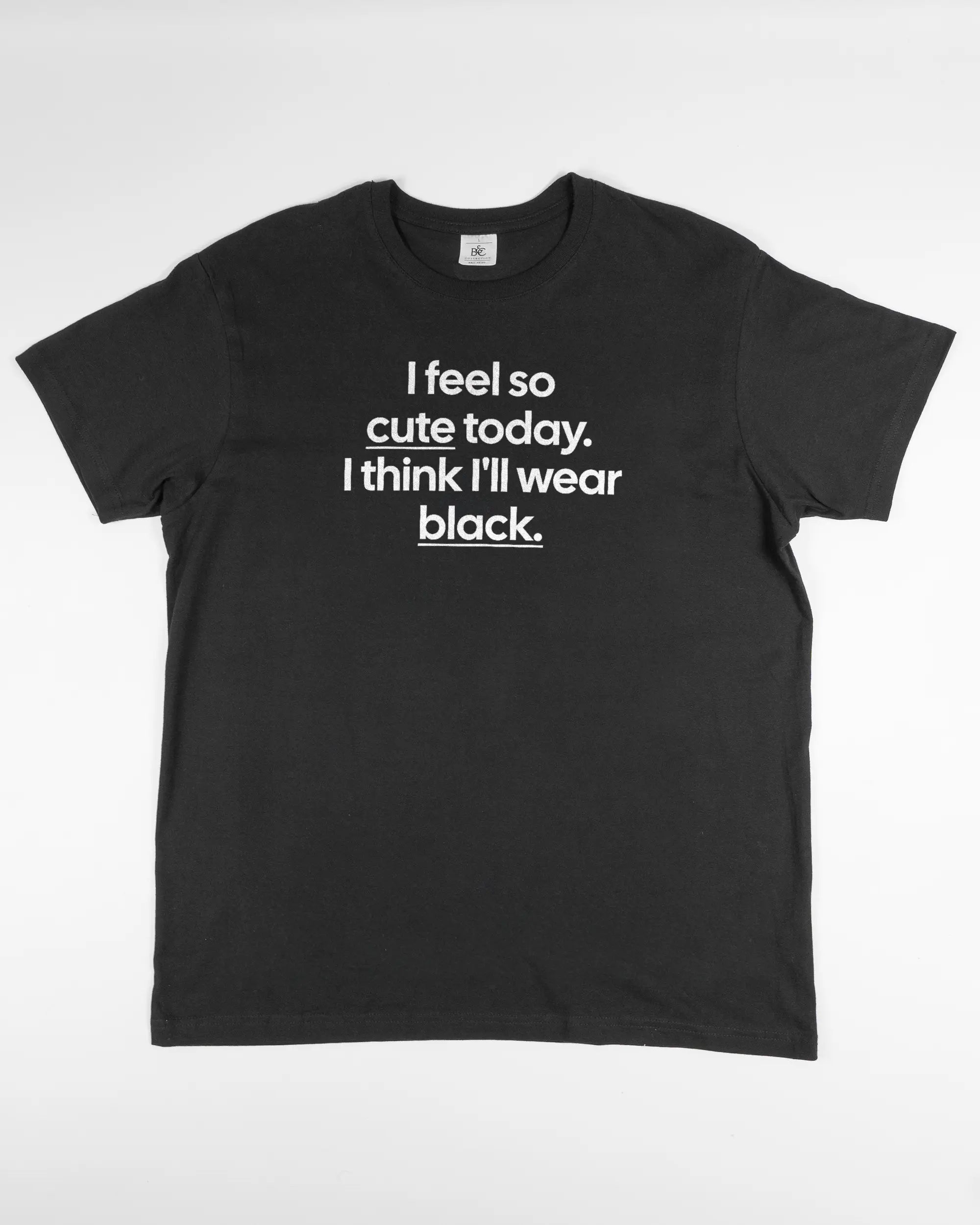 Vorderseite des Basic Unisex T-Shirt Slim von Maondo mit dem Design Colorful Day in der Farbe Black und in der Größe L flach auf den Boden gelegt