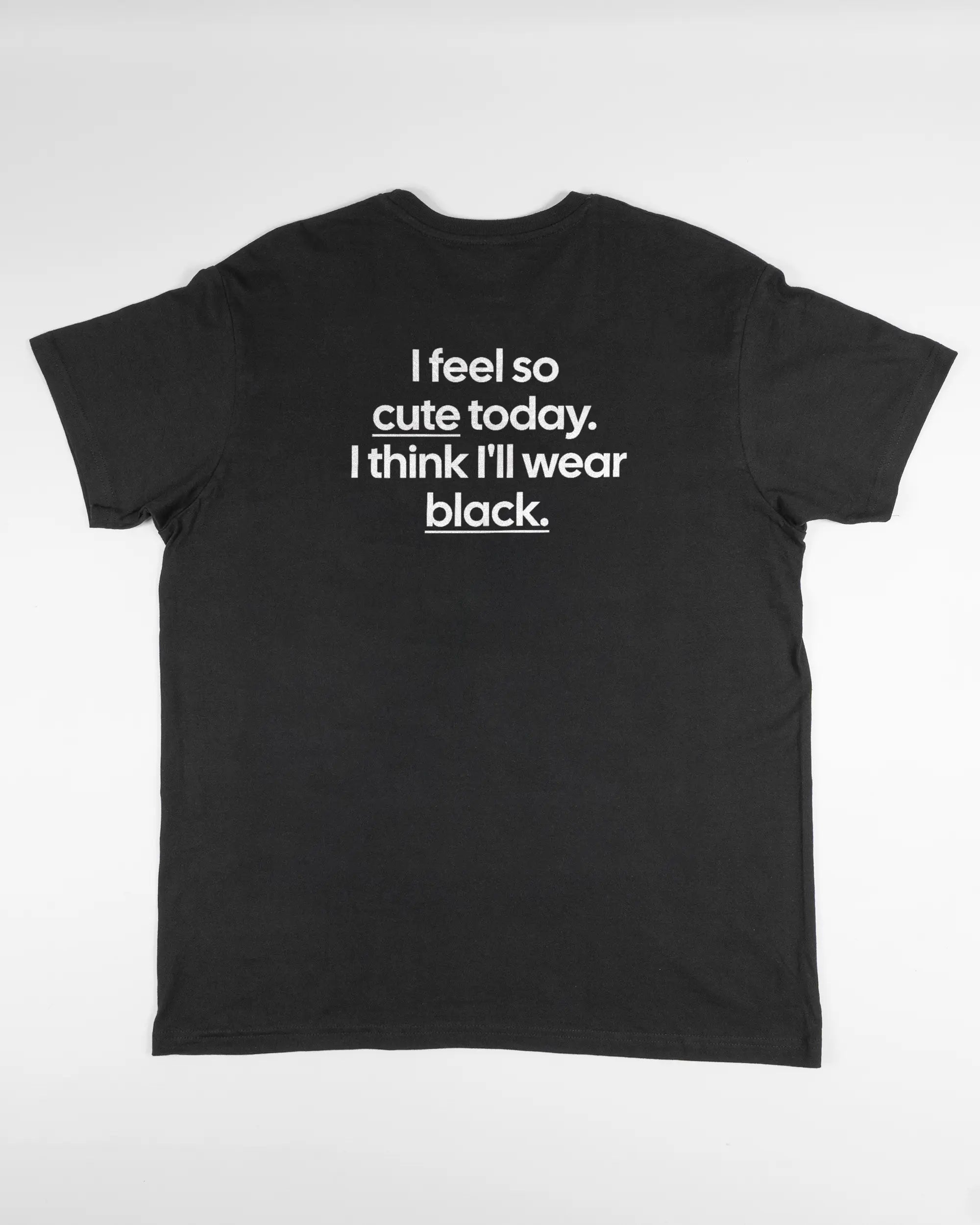 Rückseite des Basic Unisex T-Shirt Slim von Maondo mit dem Design Colorful Day in der Farbe Black und in der Größe L flach auf den Boden gelegt