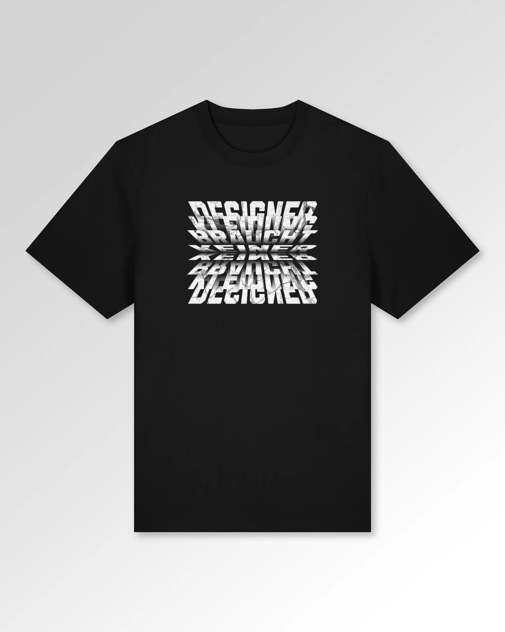 Packshot der Druckseite des Organic Unisex T-Shirts von Maondo im Heavy Fit mit dem Design Kein Designer in der Farbe Black