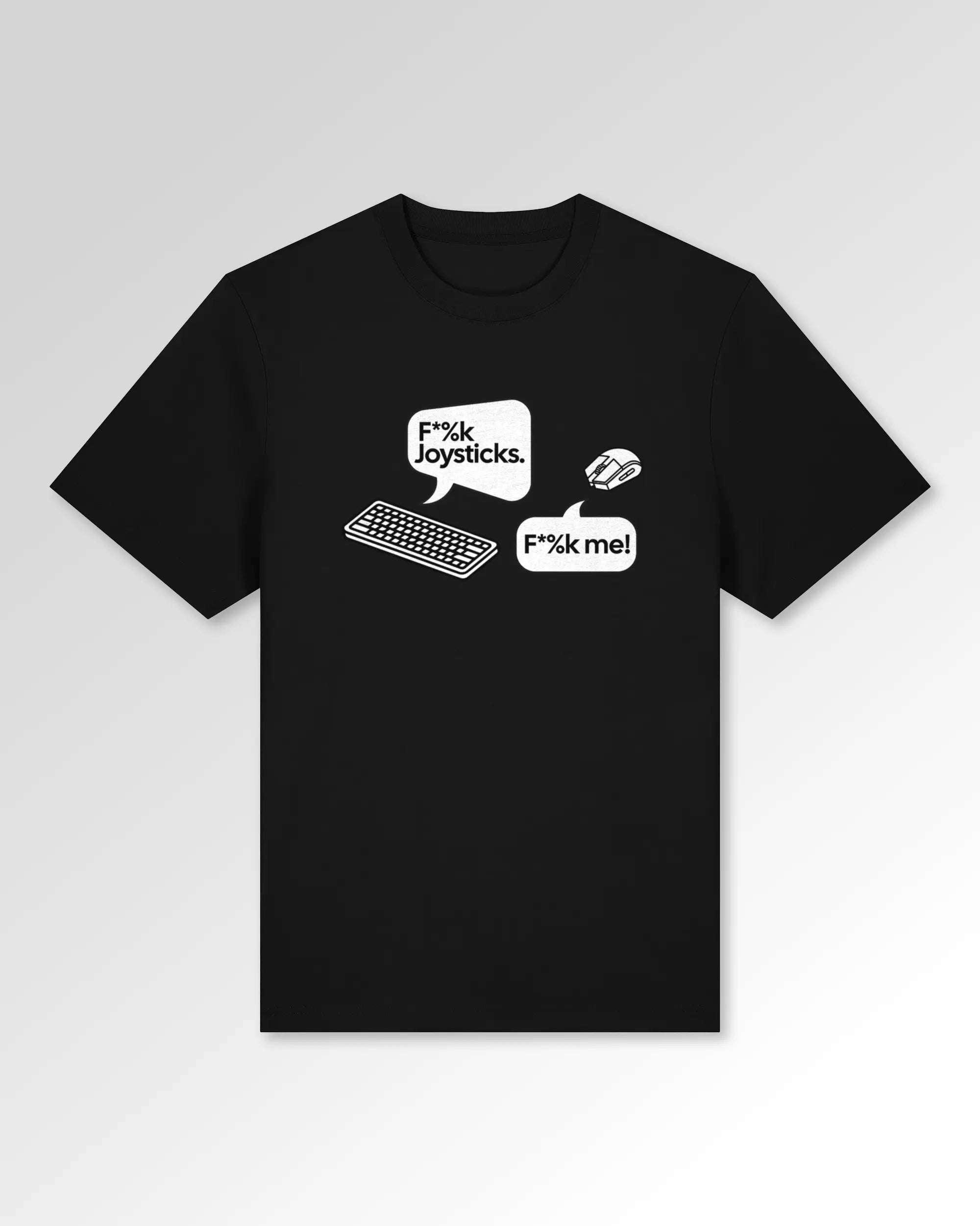 Packshot der Druckseite des Organic Unisex T-Shirts von Maondo im Heavy Fit mit dem Design Keystrokes in der Farbe Black