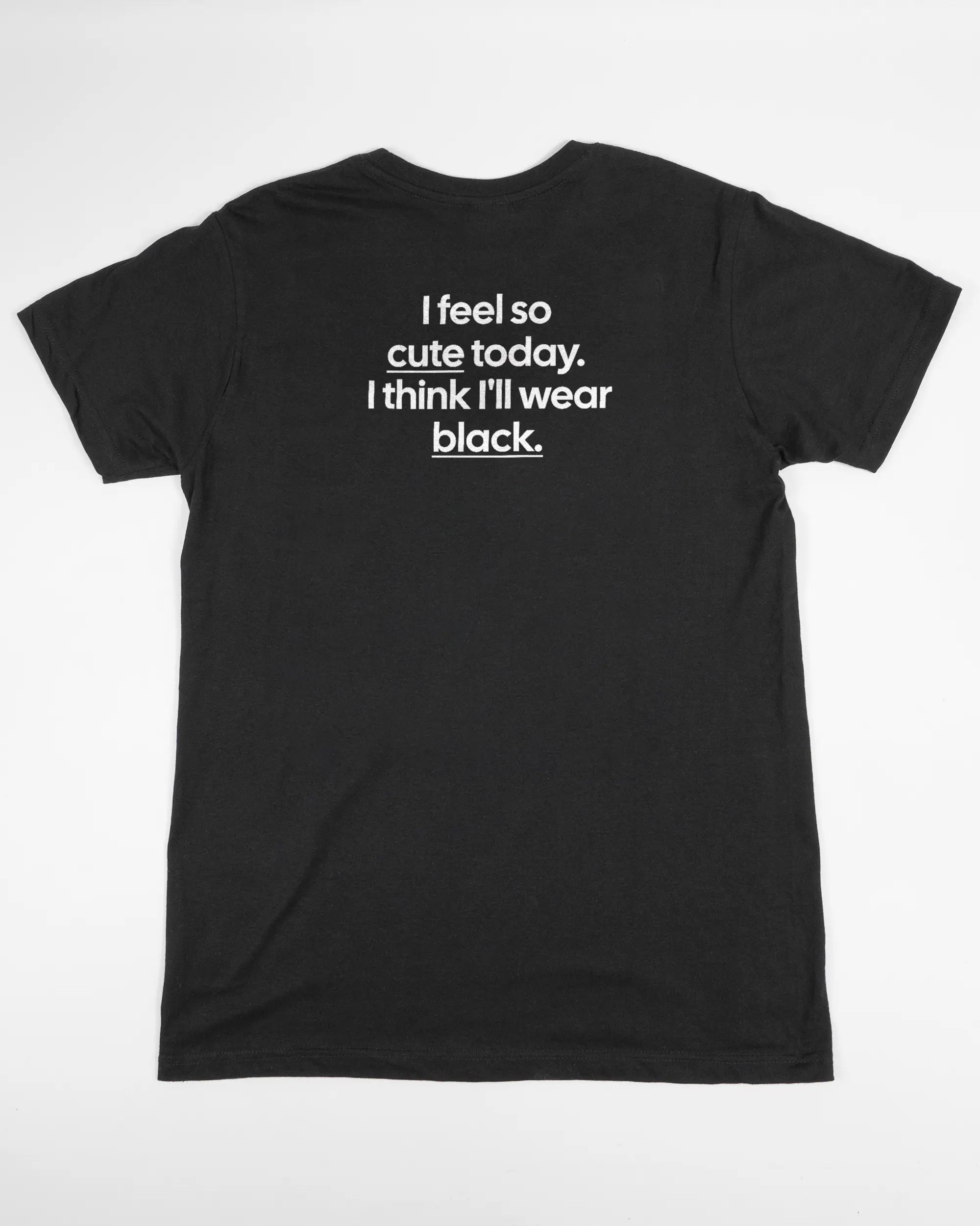 Rückseite des Basic Unisex T-Shirt Slim von Maondo mit dem Design Colorful Day in der Farbe Black und in der Größe S flach auf den Boden gelegt