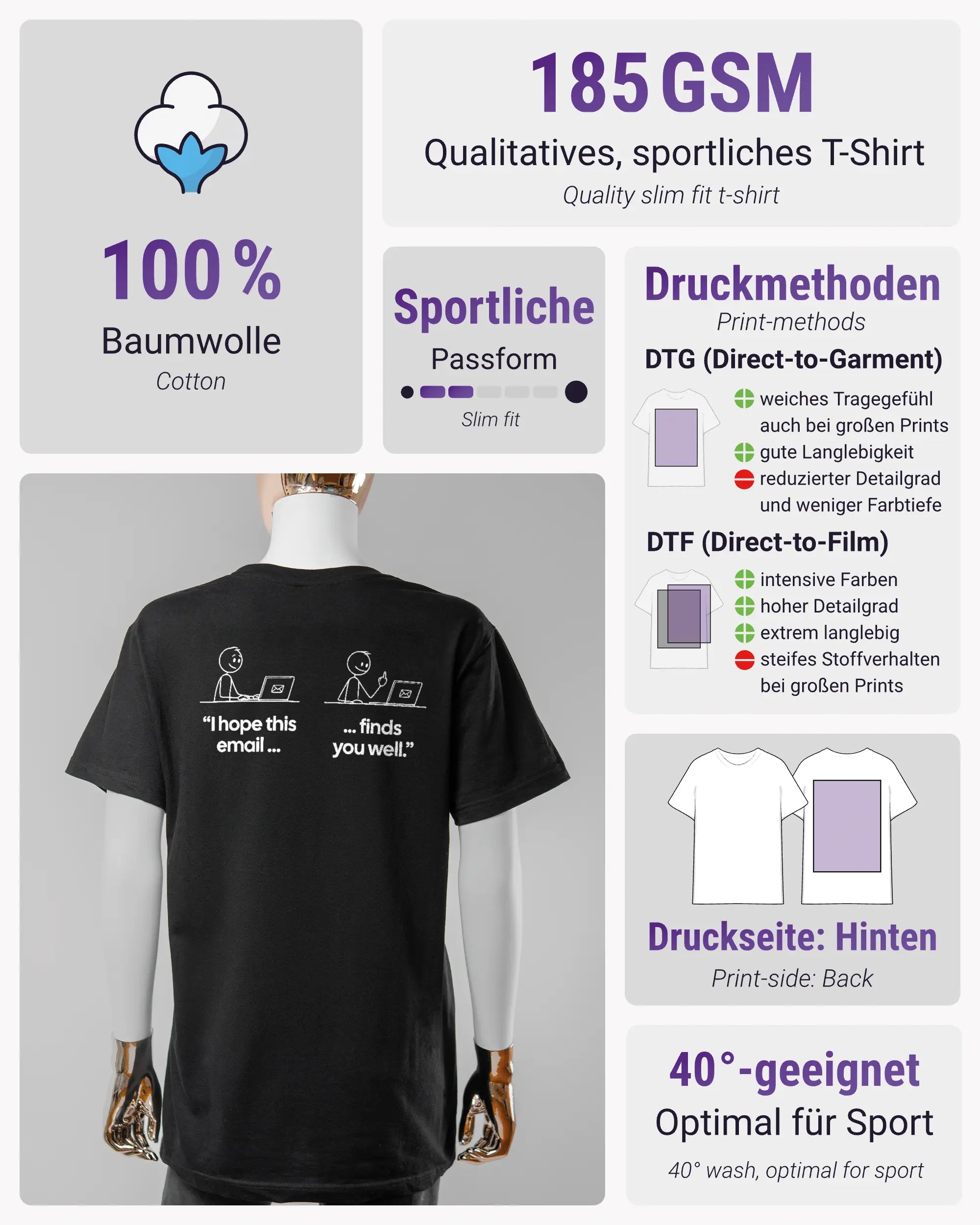 Produktinformationsblatt des Basic Unisex T-Shirt Soft von Maondo mit dem Design Found me not well hinten in der Farbe Black und in der Größe S