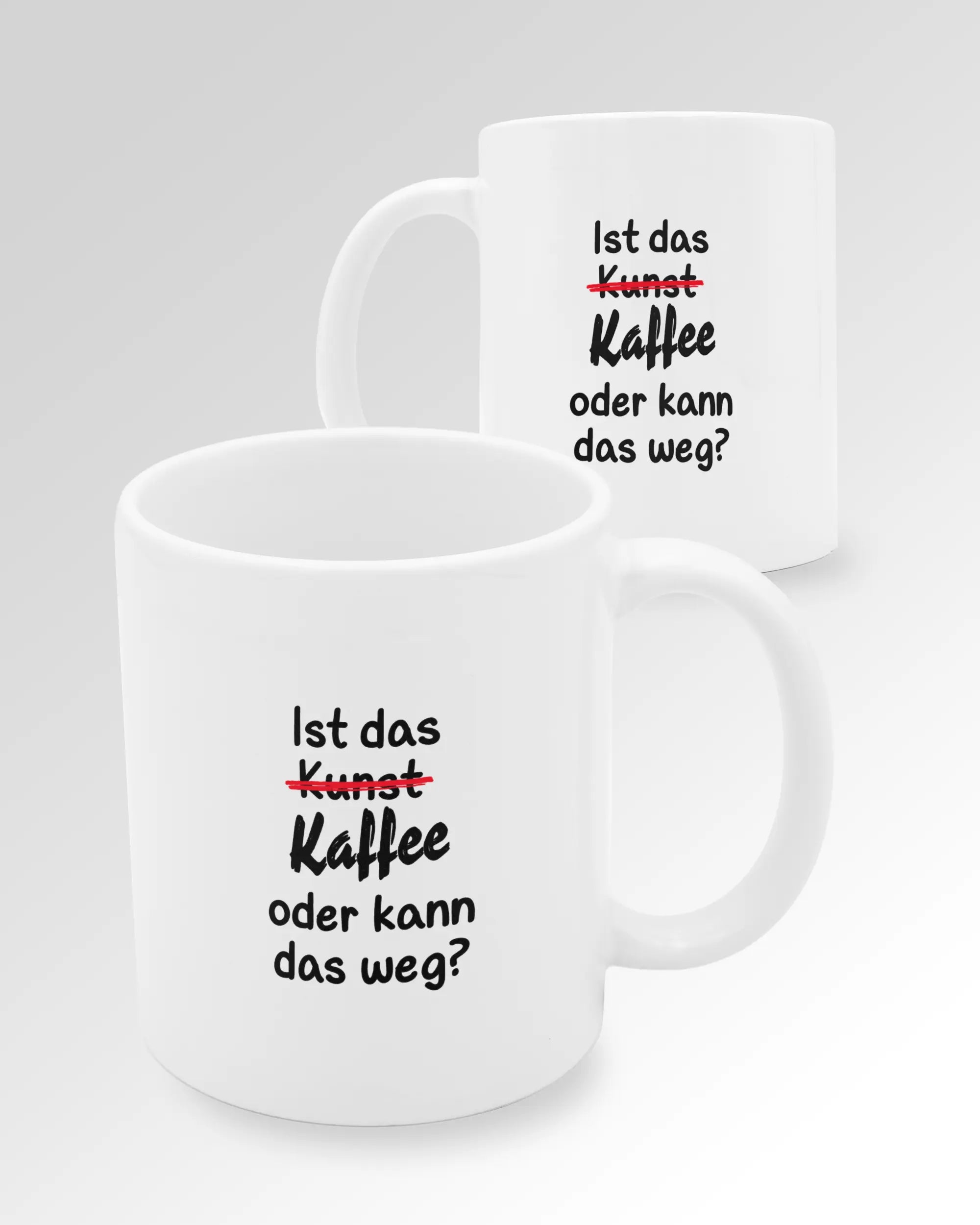 Variantenbild der beidseitig bedruckten Keramik Tasse von Maondo mit dem Design Kaffeekunst in der Farbe Weiß