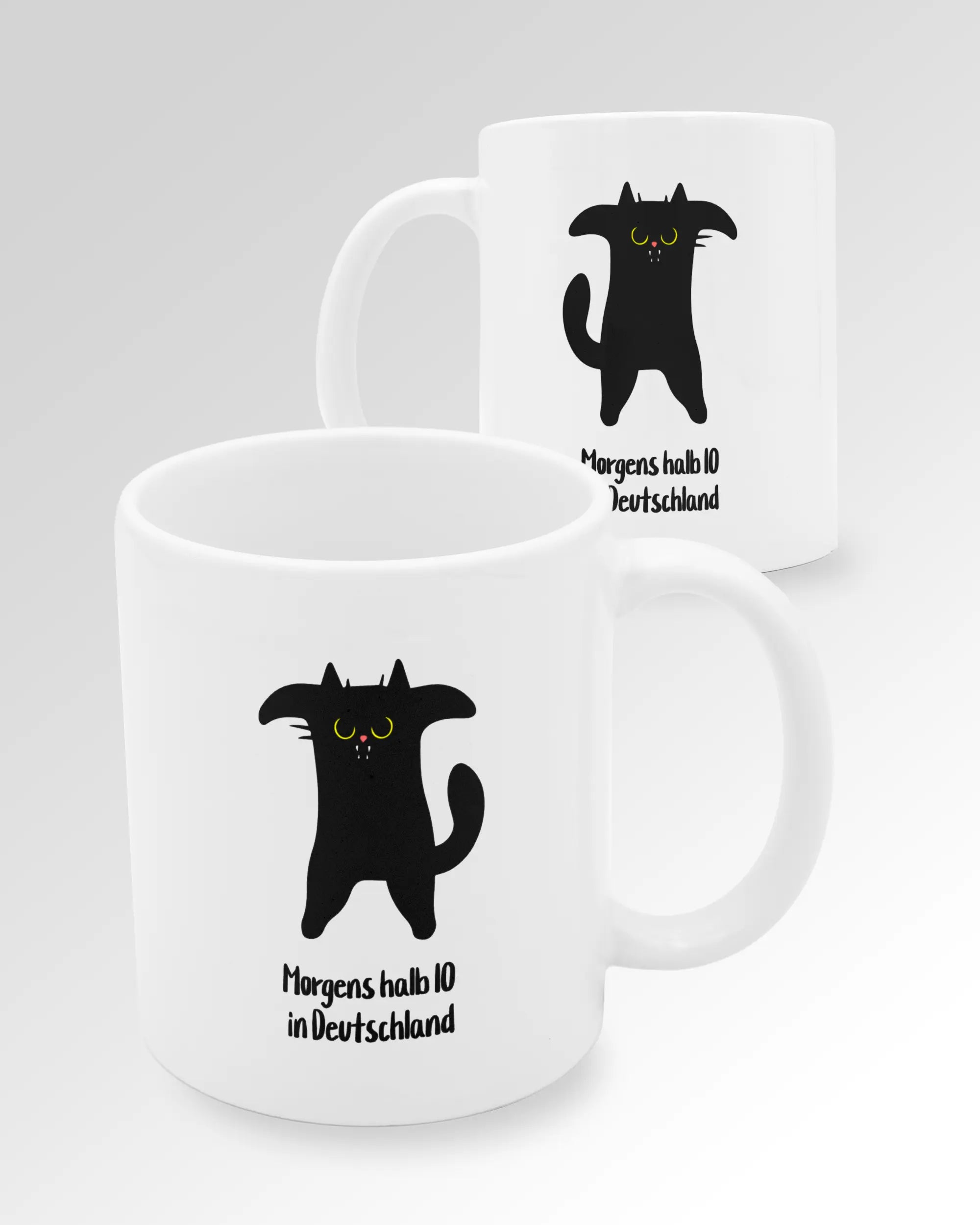 Variantenbild der beidseitig bedruckten Keramik Tasse von Maondo mit dem Design Guten Morgen in der Farbe Weiß