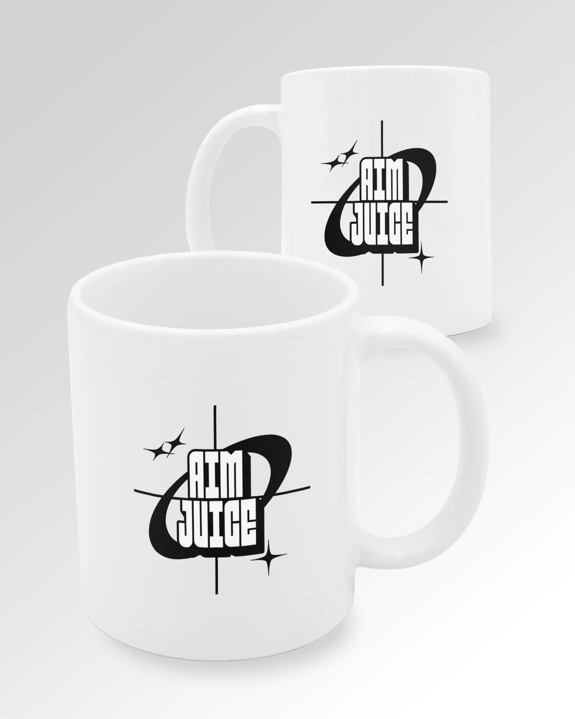 Variantenbild der beidseitig bedruckten Keramik Tasse von Maondo mit dem Design Aim Juice in der Farbe Weiß