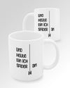 Variantenbild der beidseitig bedruckten Keramik Tasse von Maondo mit dem Design Abhängen in der Farbe Weiß