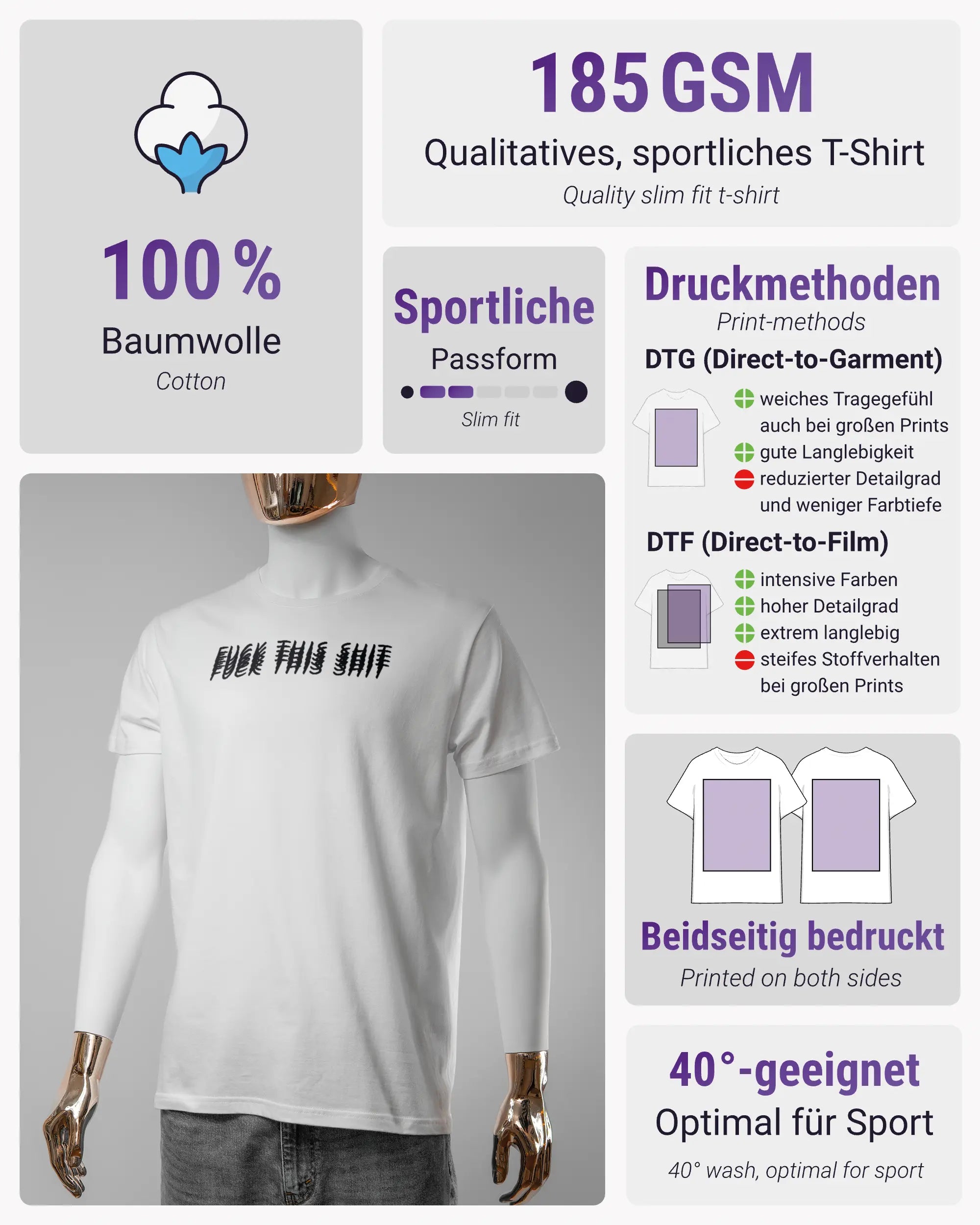 Produktinformationsblatt des Basic Unisex T-Shirt Soft von Maondo mit dem Design Hidden Message vorne in der Farbe White und in der Größe S