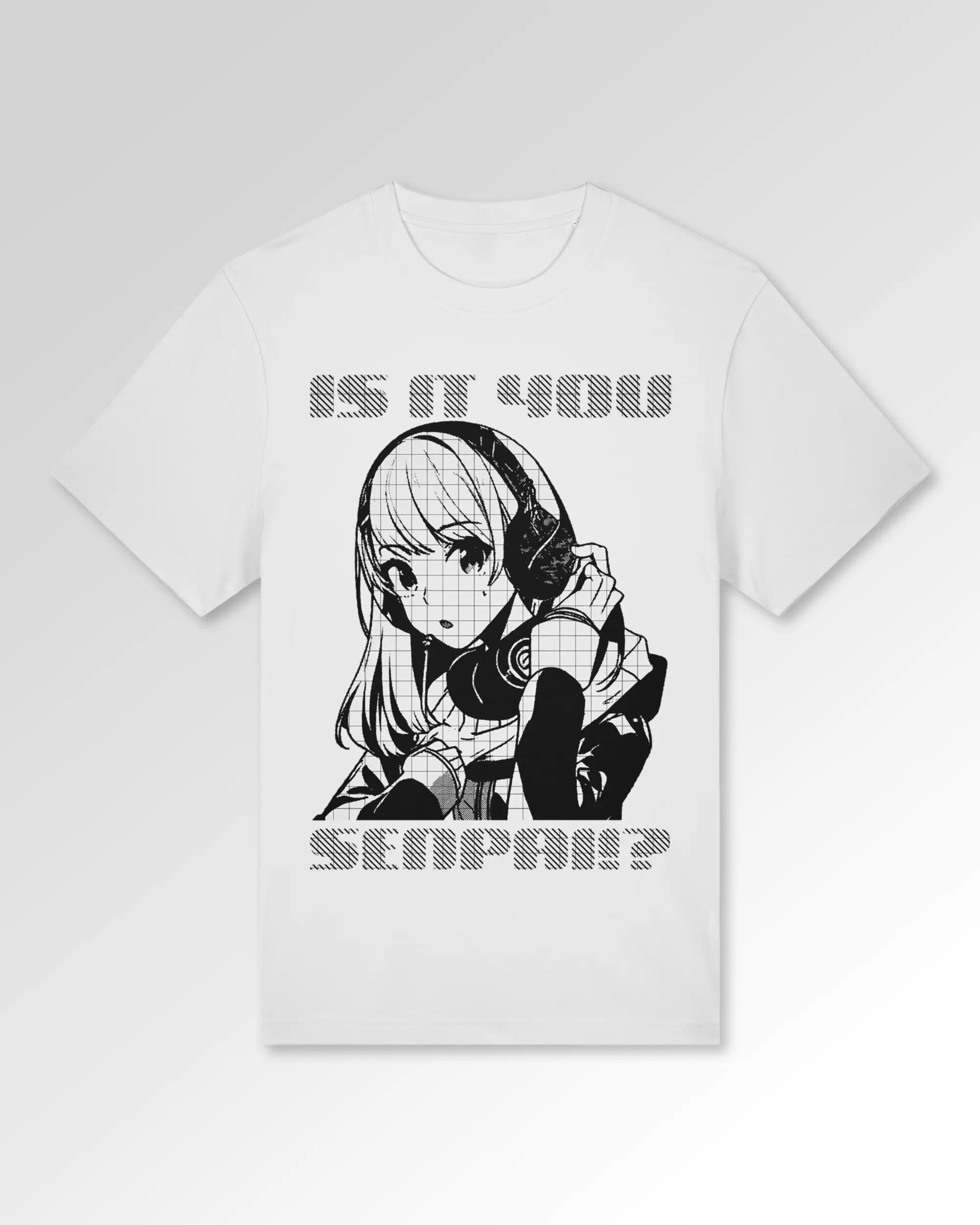 Packshot der Druckseite des Organic Unisex T-Shirts von Maondo im Heavy Fit mit dem Design Senpai it is in der Farbe White