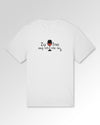 Packshot der Druckseite des Organic Unisex T-Shirts von Maondo im Heavy Fit mit dem Design Vino nie no in der Farbe White