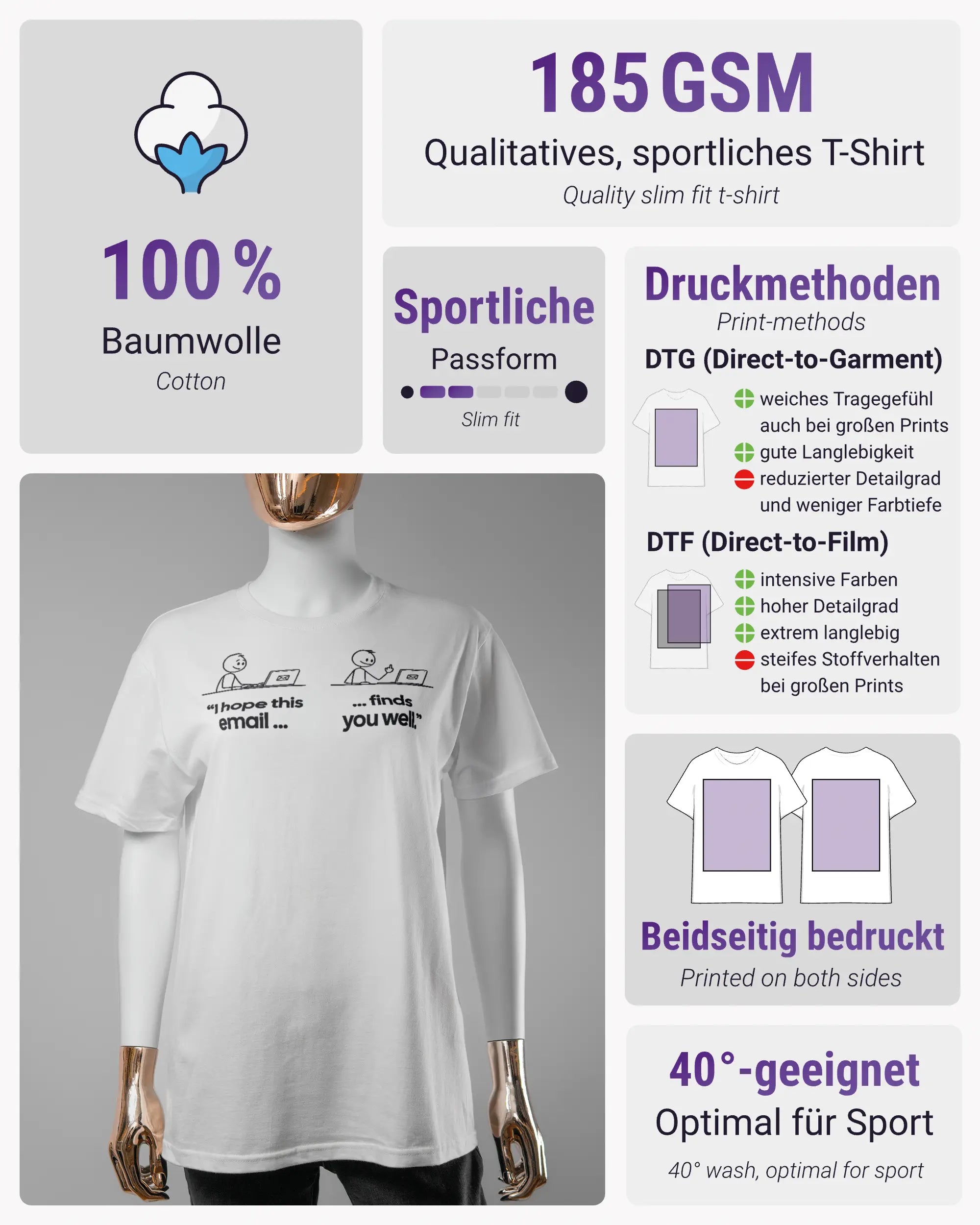 Produktinformationsblatt des Basic Unisex T-Shirt Soft von Maondo mit dem Design Found me not well vorne in der Farbe White und in der Größe S