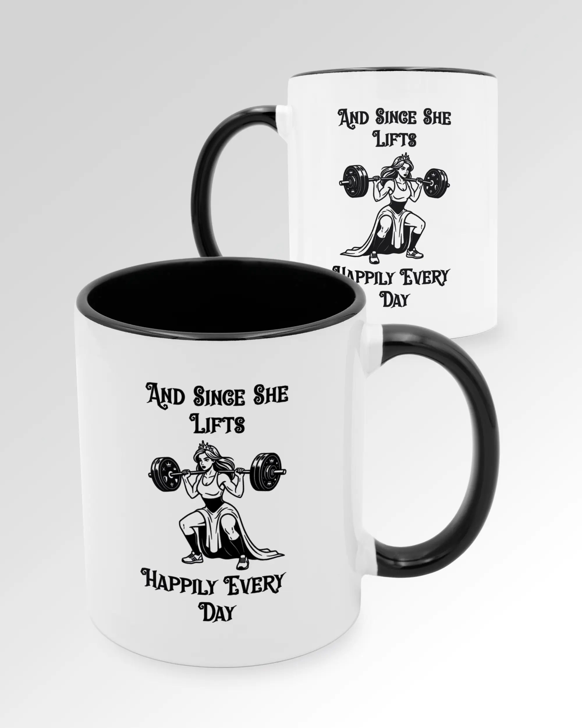 Seitenansicht der beidseitig bedruckten Keramiktasse von Maondo mit dem Design Princess Lift in der Farbe Duotone