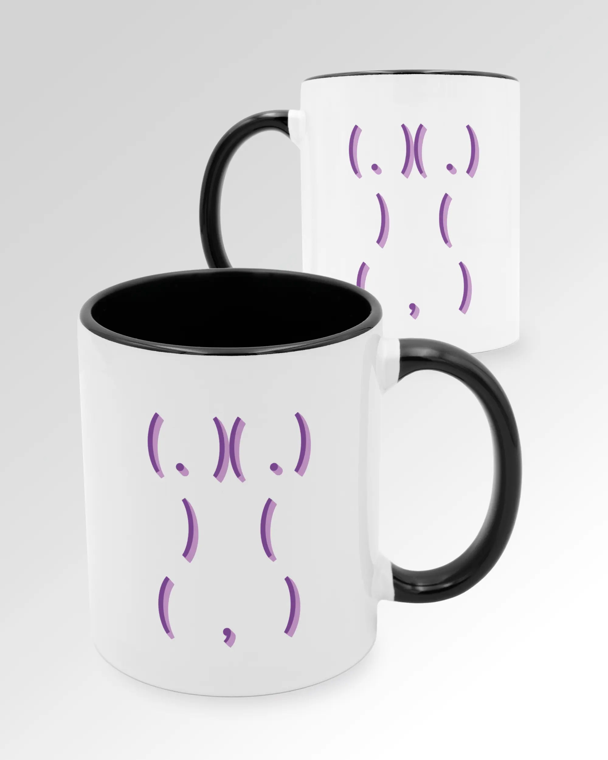 Seitenansicht der beidseitig bedruckten Keramiktasse von Maondo mit dem Design Body Language in der Farbe Duotone