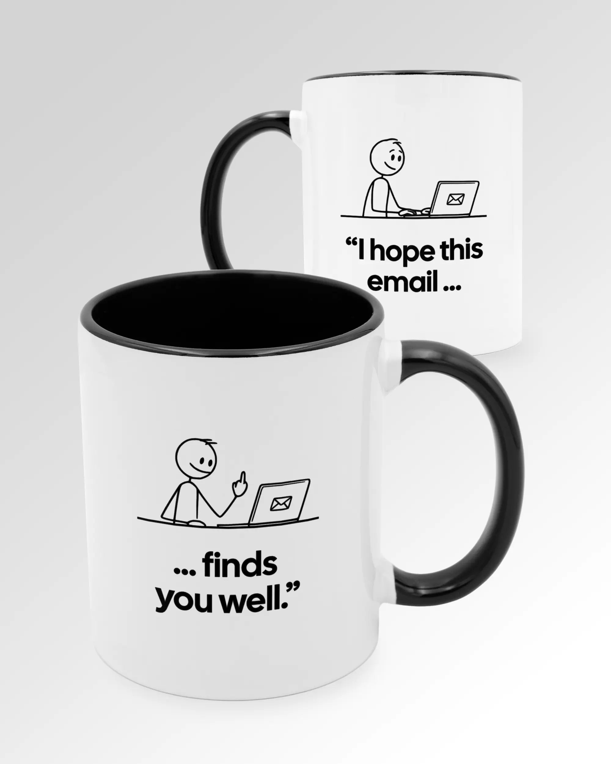 Seitenansicht der beidseitig bedruckten Keramiktasse von Maondo mit dem Design Found me not well in der Farbe Duotone