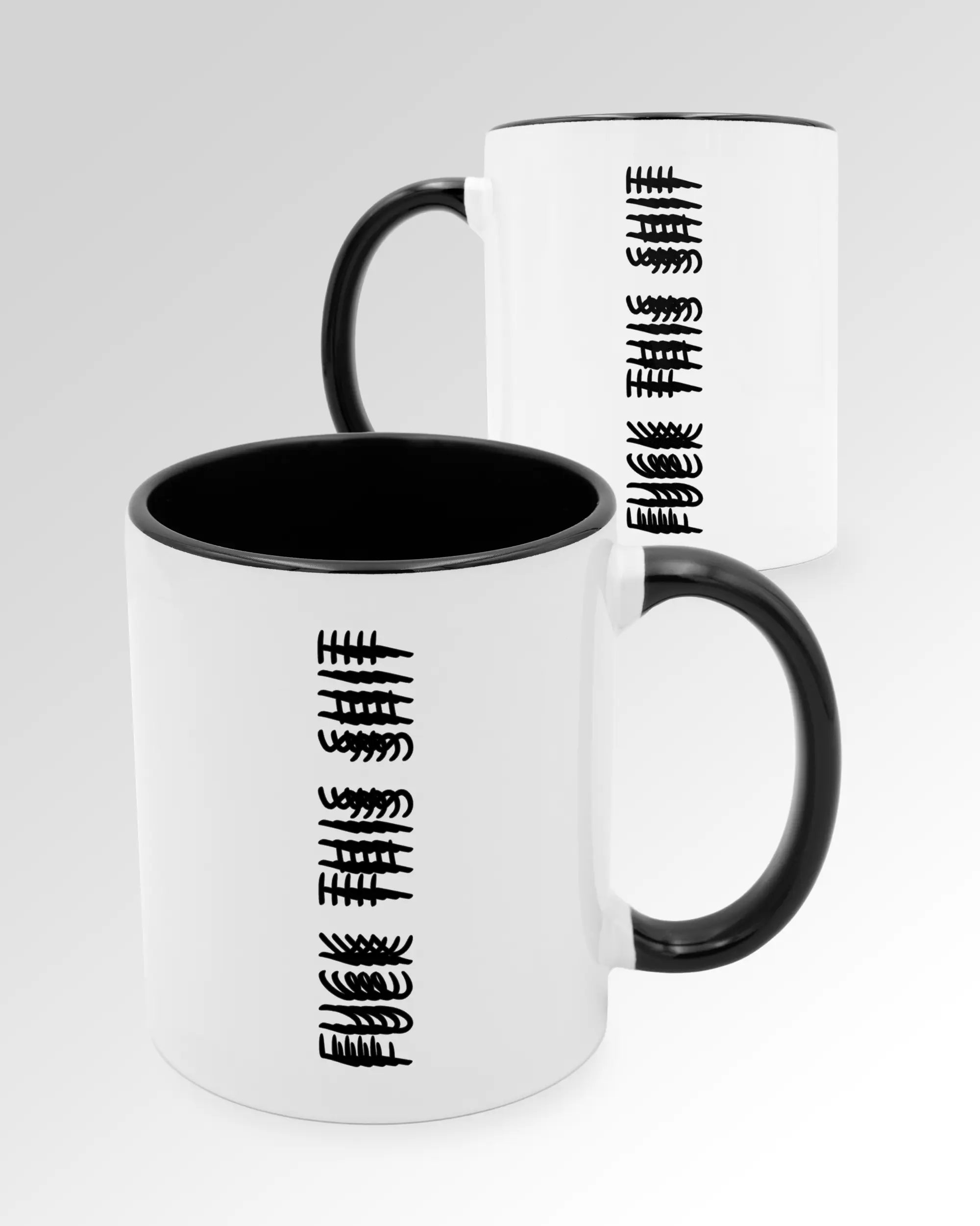Seitenansicht der beidseitig bedruckten Keramiktasse von Maondo mit dem Design Hidden Message in der Farbe Duotone