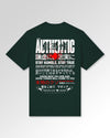 Packshot der sekundären Druckseite des Organic Unisex T-Shirts von Maondo im Relaxed Fit mit dem Design Authentic Shit in der Farbe Glazed Green