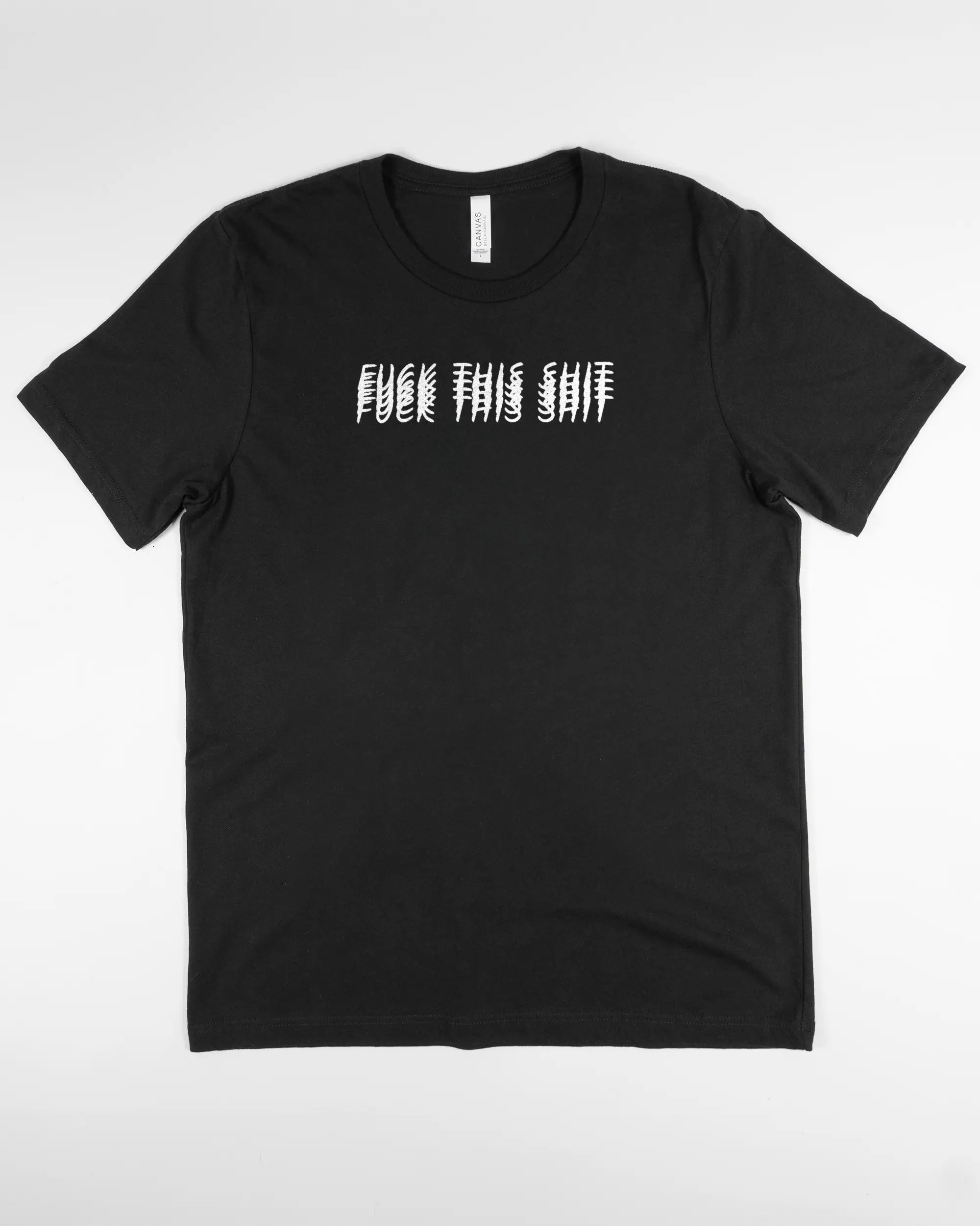 Vorderseite des Basic Unisex T-Shirt Light von Maondo mit dem Design Hidden Message in der Farbe Black und in der Größe L flach auf den Boden gelegt