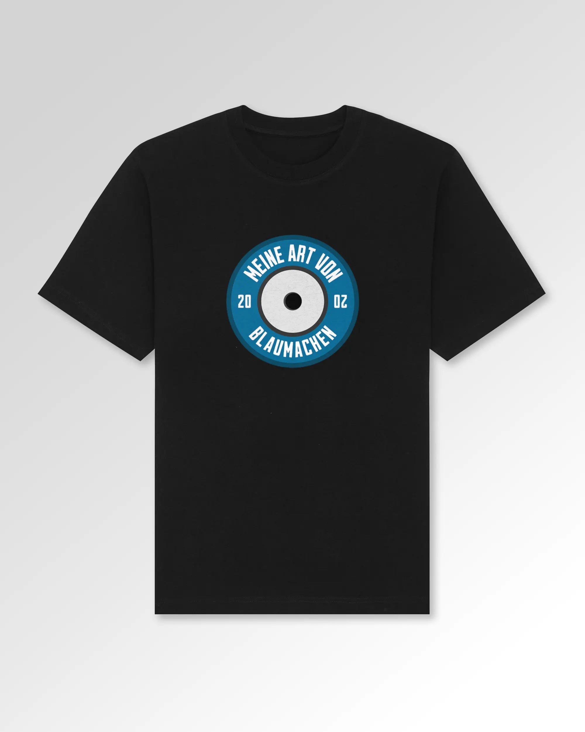 Packshot der Druckseite des Organic Unisex T-Shirts von Maondo im Oversized Fit mit dem Design Blaumachen in der Farbe Black